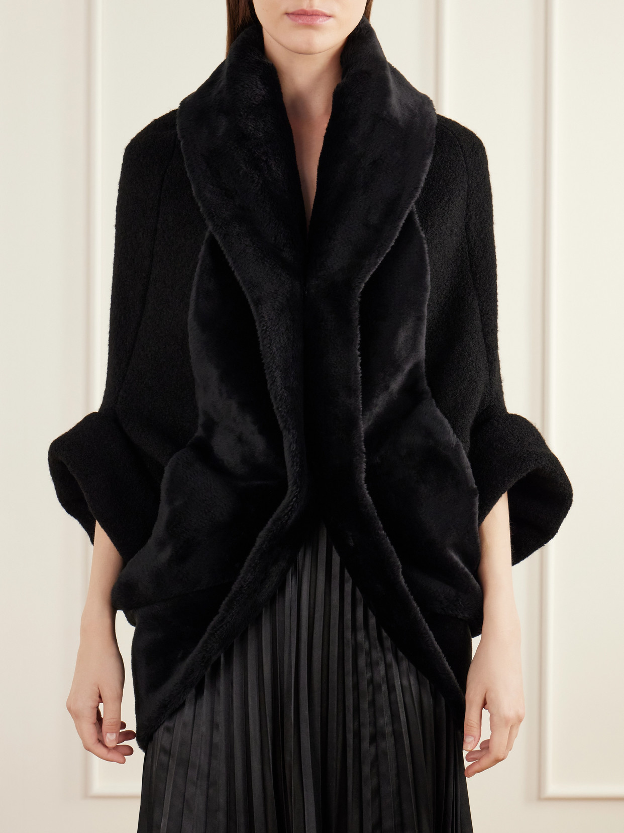 Plush-Trimmed Wool-Blend Felt Jacket