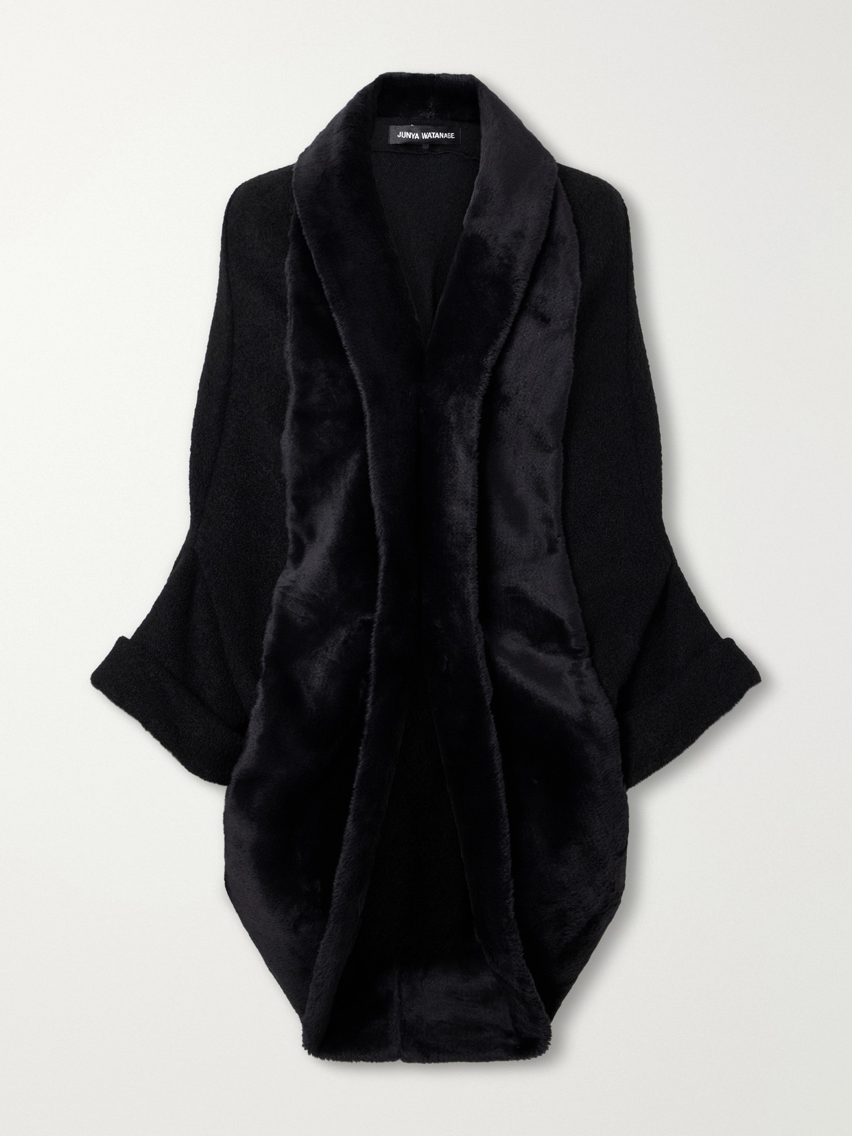 Junya Watanabe Plush-trimmed Wool-blend Felt Jacket In Black