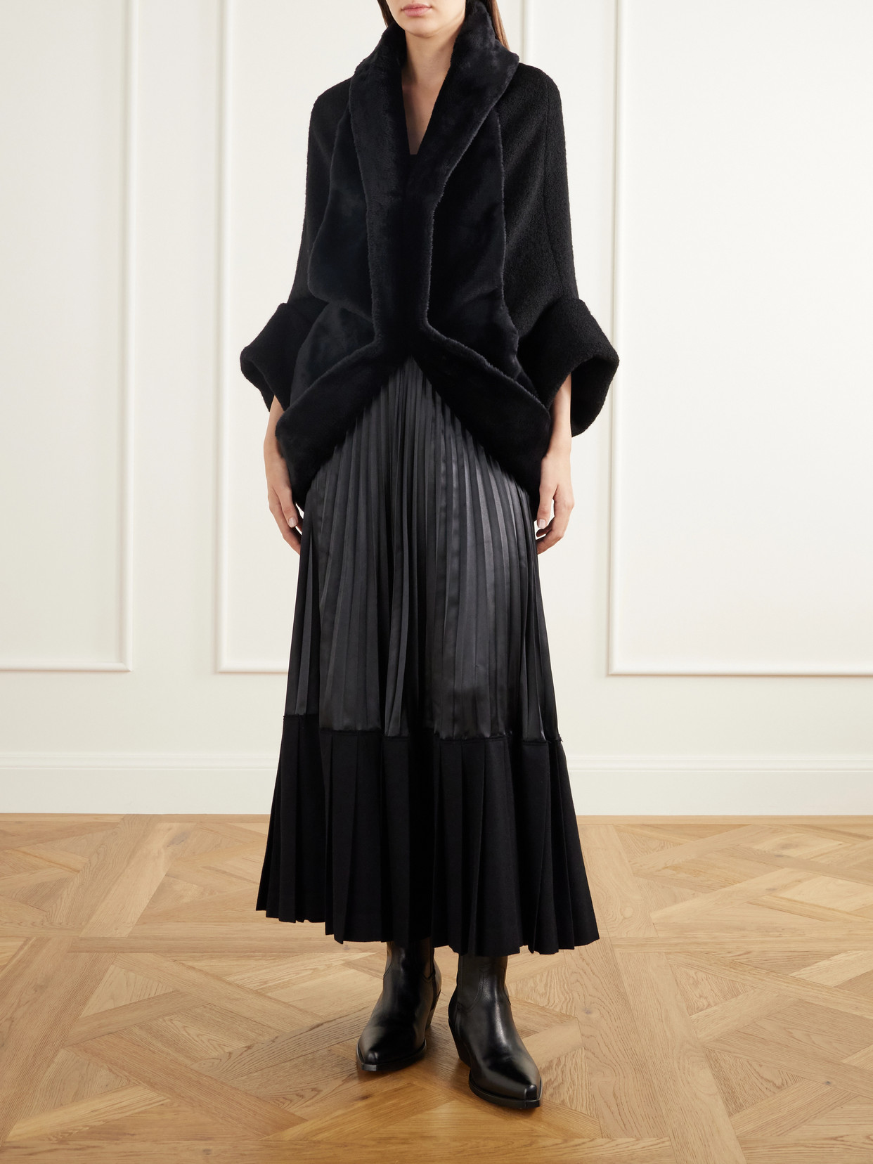 Plush-Trimmed Wool-Blend Felt Jacket