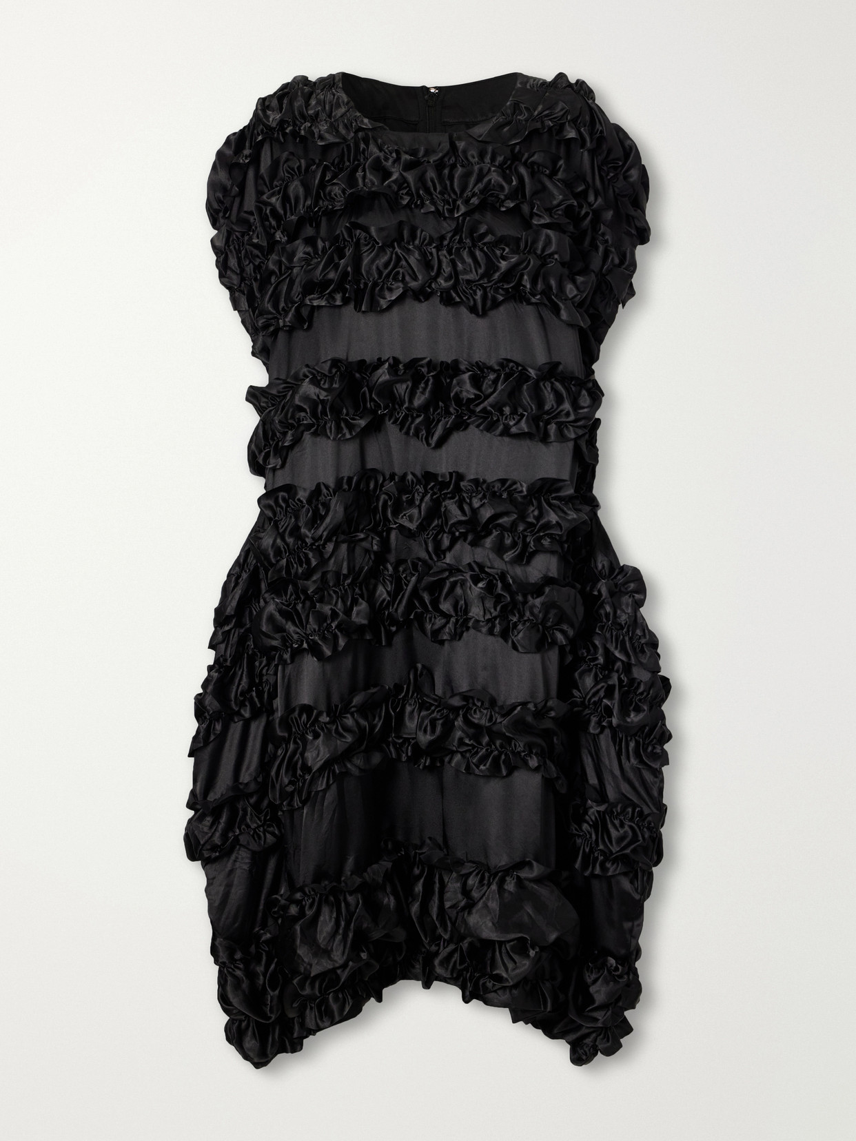 Comme Des Garçons Ruffled Satin-trimmed Jersey Midi Dress In Black