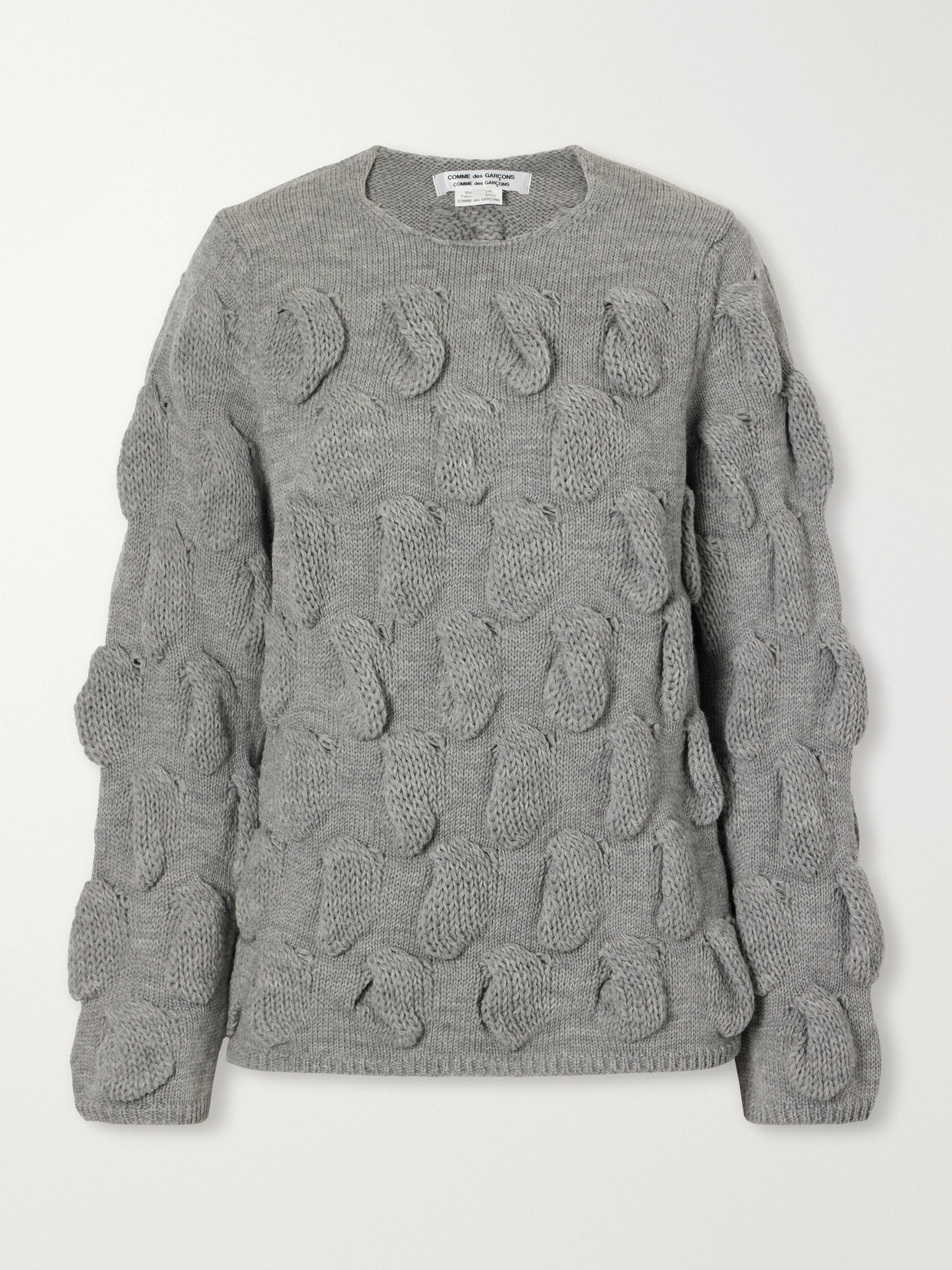 Comme Des Garçons Cable-knit Wool Sweater In Gray