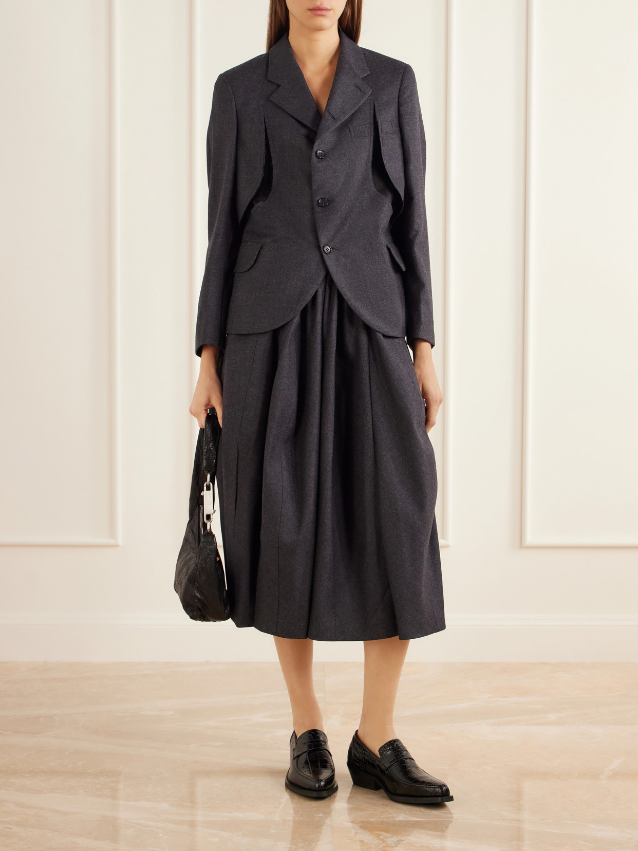 Comme Des Garçons Comme Des Garçons - Paneled Wool-Twill Midi
