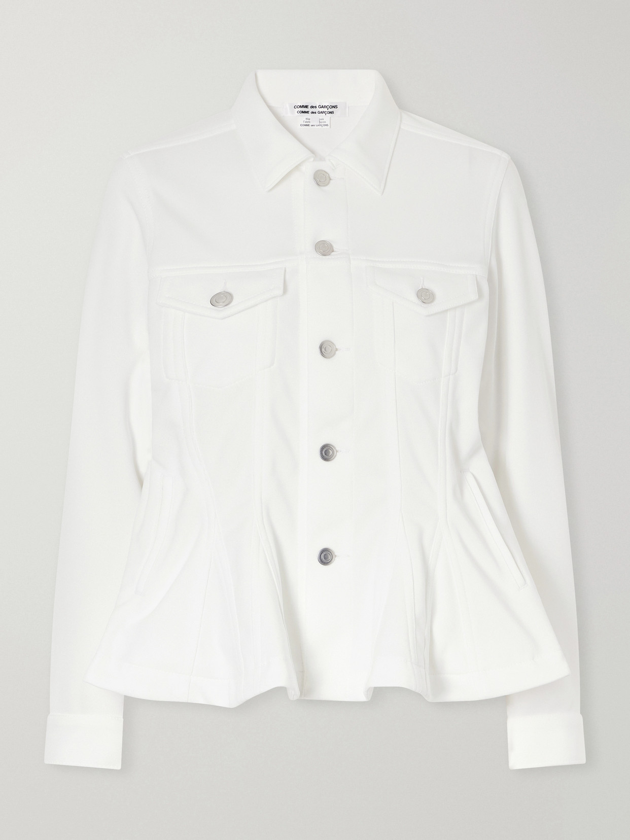 Comme Des Garçons Peplum Jersey Jacket In White