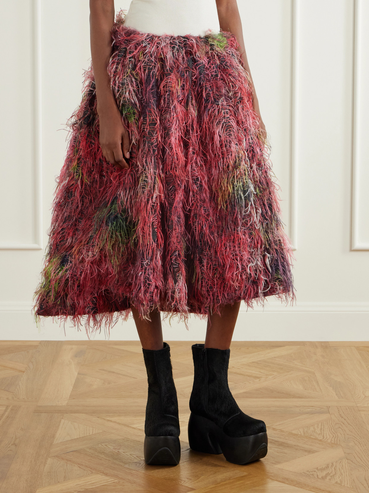 Comme Des Garçons Comme Des Garçons - Textured Fringed Midi