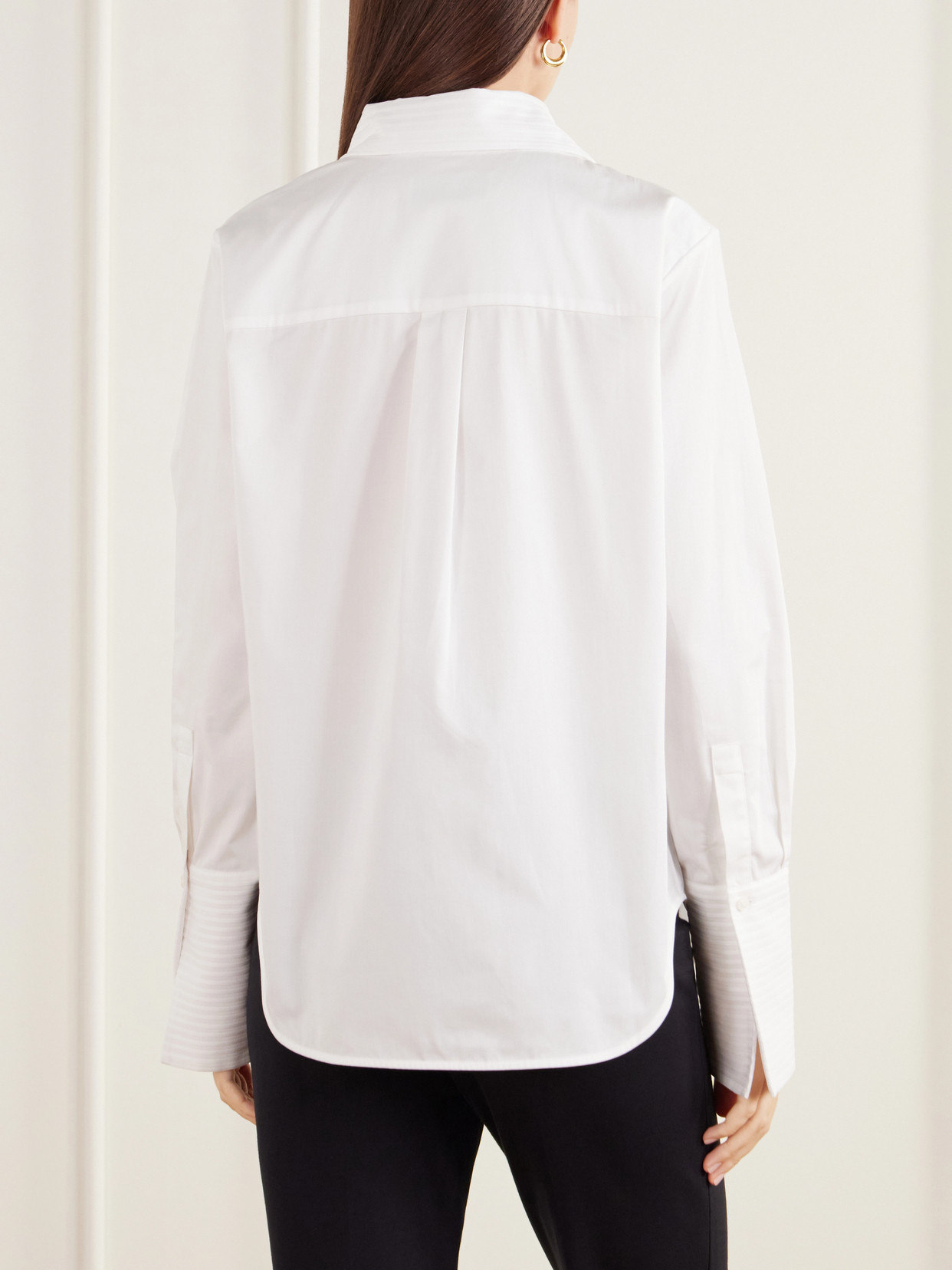 Inex Scarf-Detailed Pintucked Tuxedo Cotton-Poplin Shirt