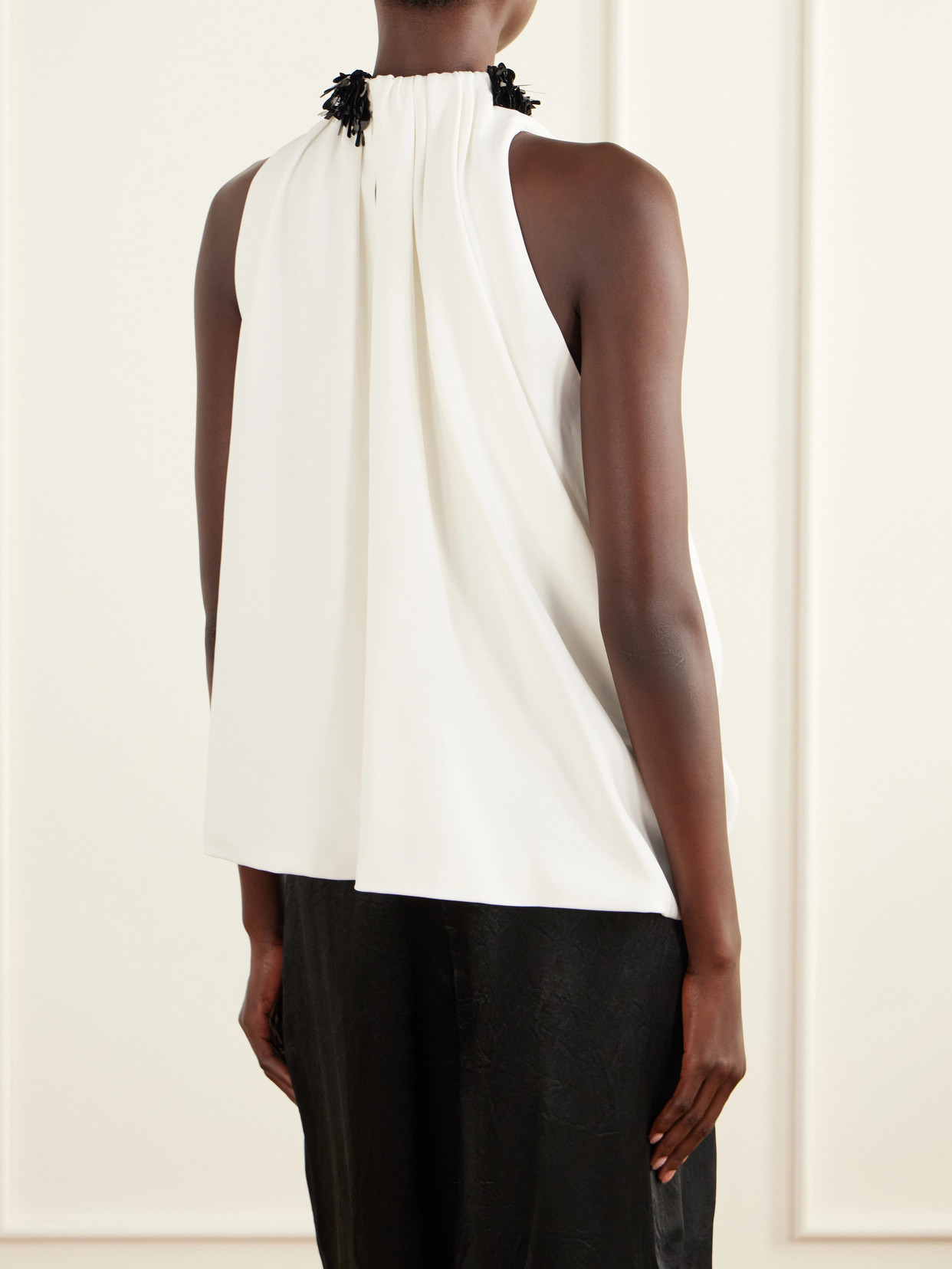 The Haze Sequin-Embellished Asymmetric Gathered Crepe Top