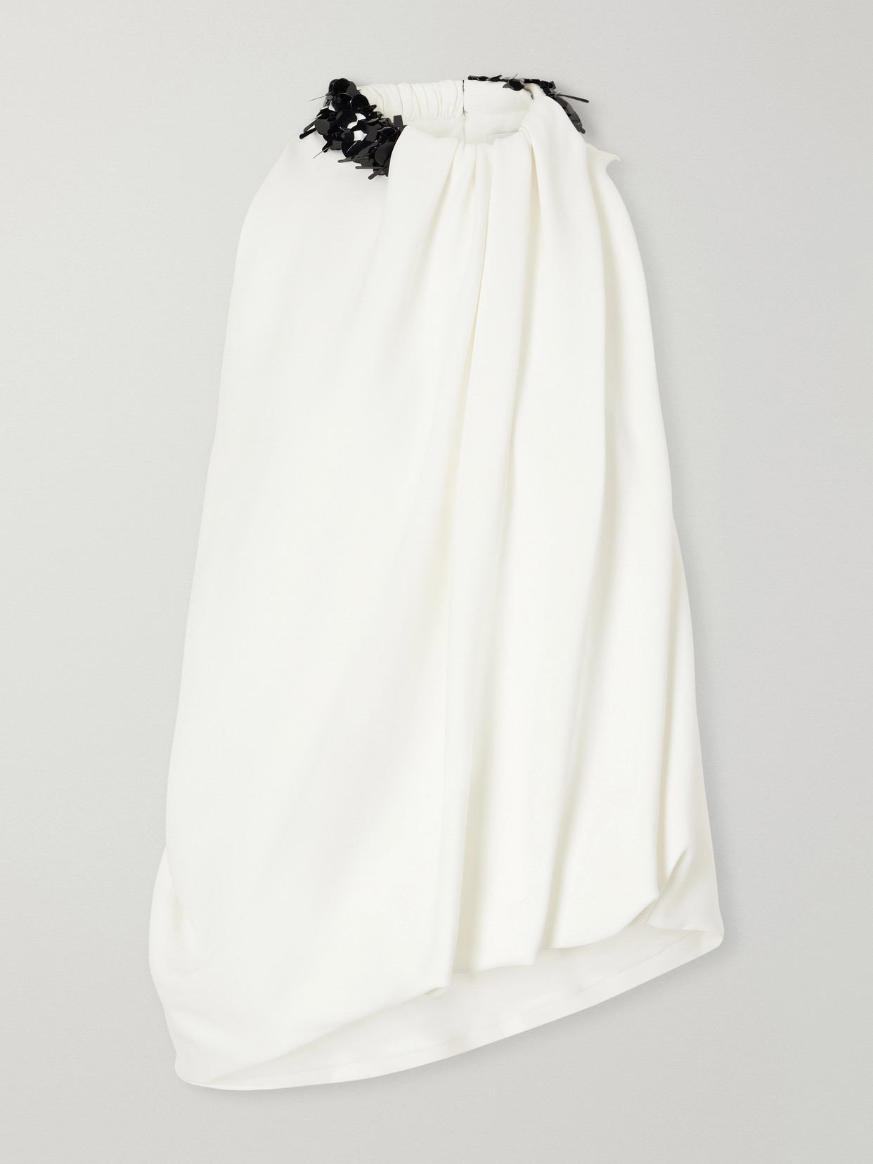The Haze Sequin-Embellished Asymmetric Gathered Crepe Top