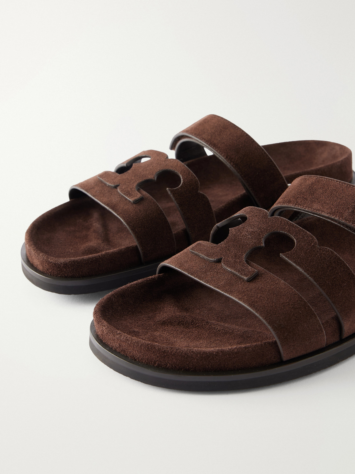 Tory Burch Slippers Ines In Pelle Scamosciata Cioccolato Donna In Multi