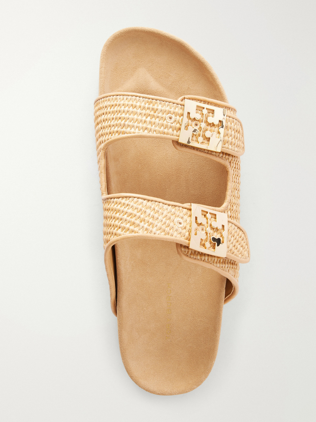 Tory Burch Mellow Logo-embellished Raffia And Leather Sandals In Neutral
