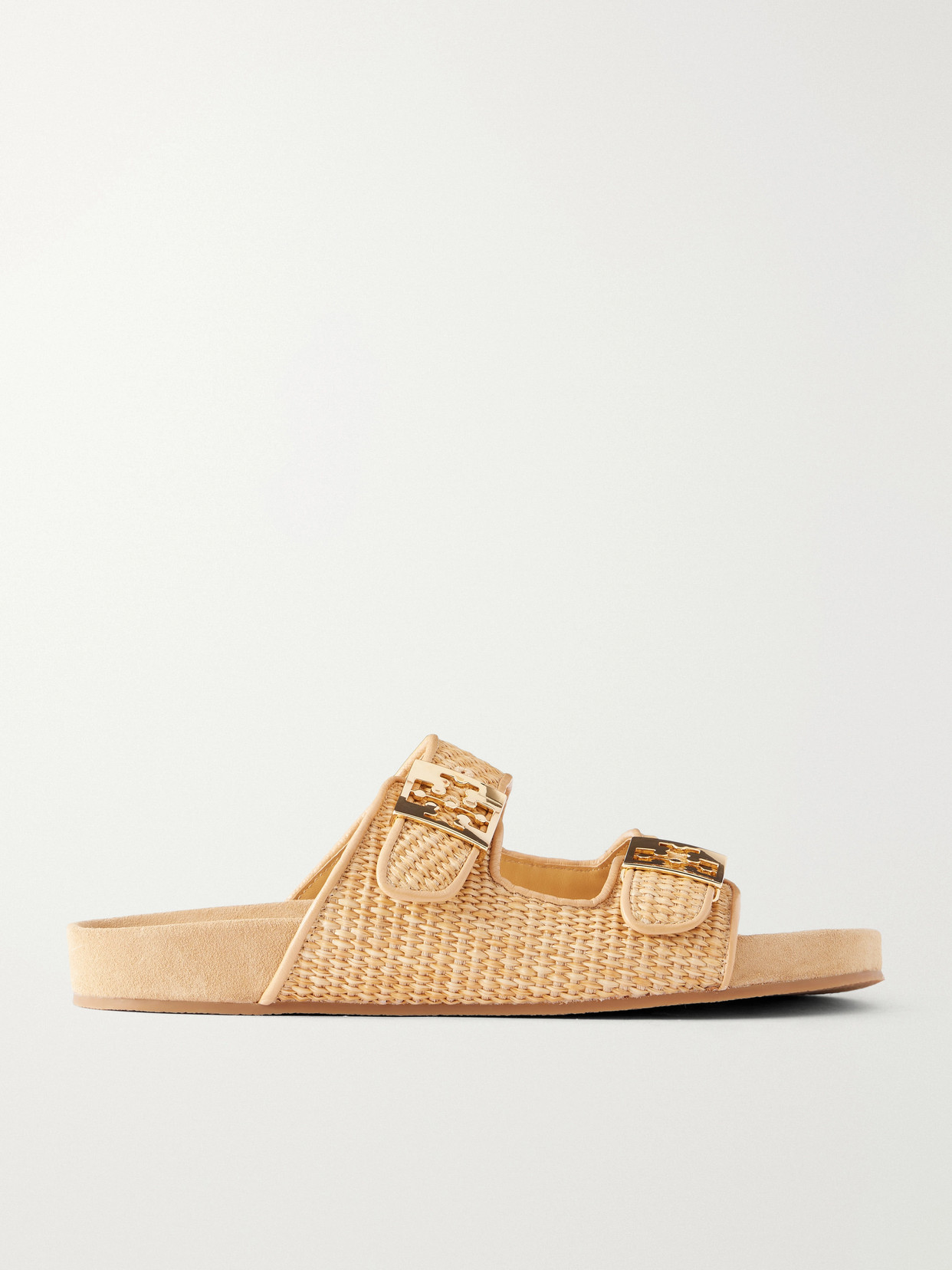 Tory Burch - Mellow Logo-embellished Raffia And Leather Sandals - Brown