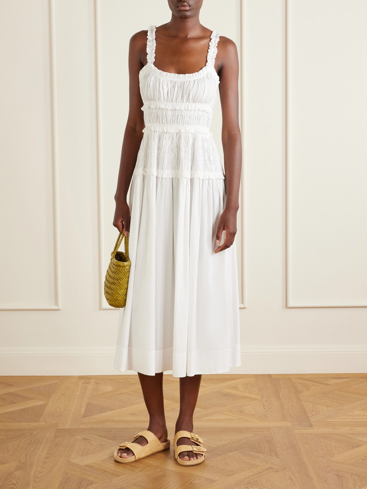 Tory Burch Mellow Logo-embellished Raffia And Leather Sandals In Neutral