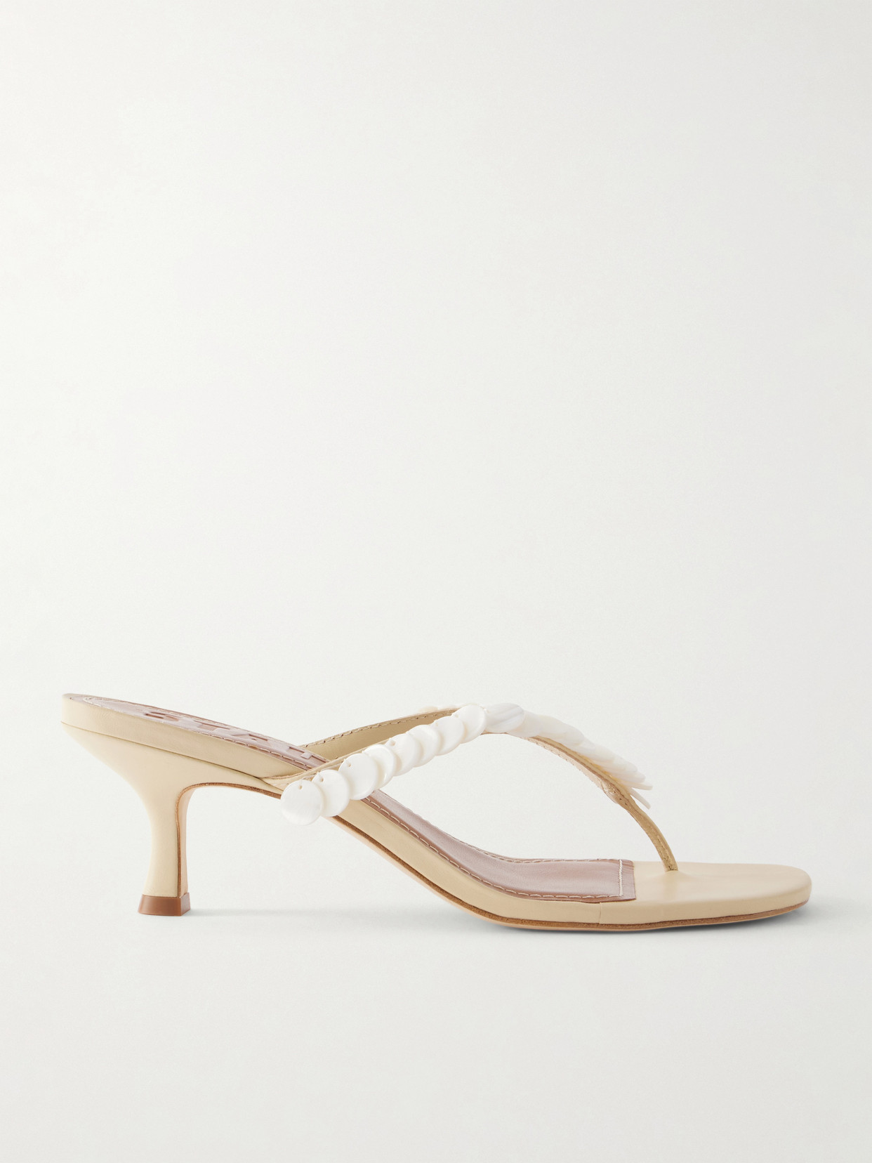 Freja 60 Paillette-Embellished Leather Thong Sandals