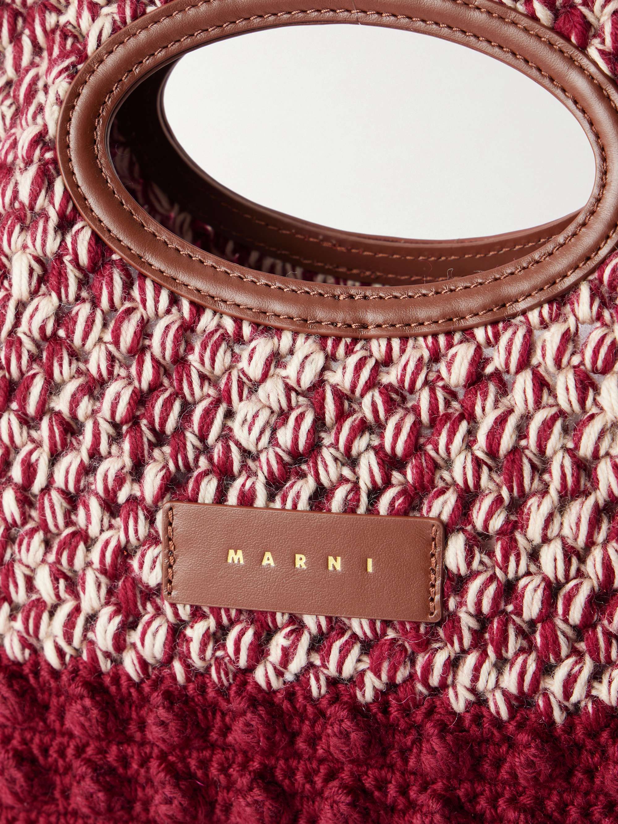 MARNI Logo-appliquéd leather-trimmed knitted wool clutch | NET-A