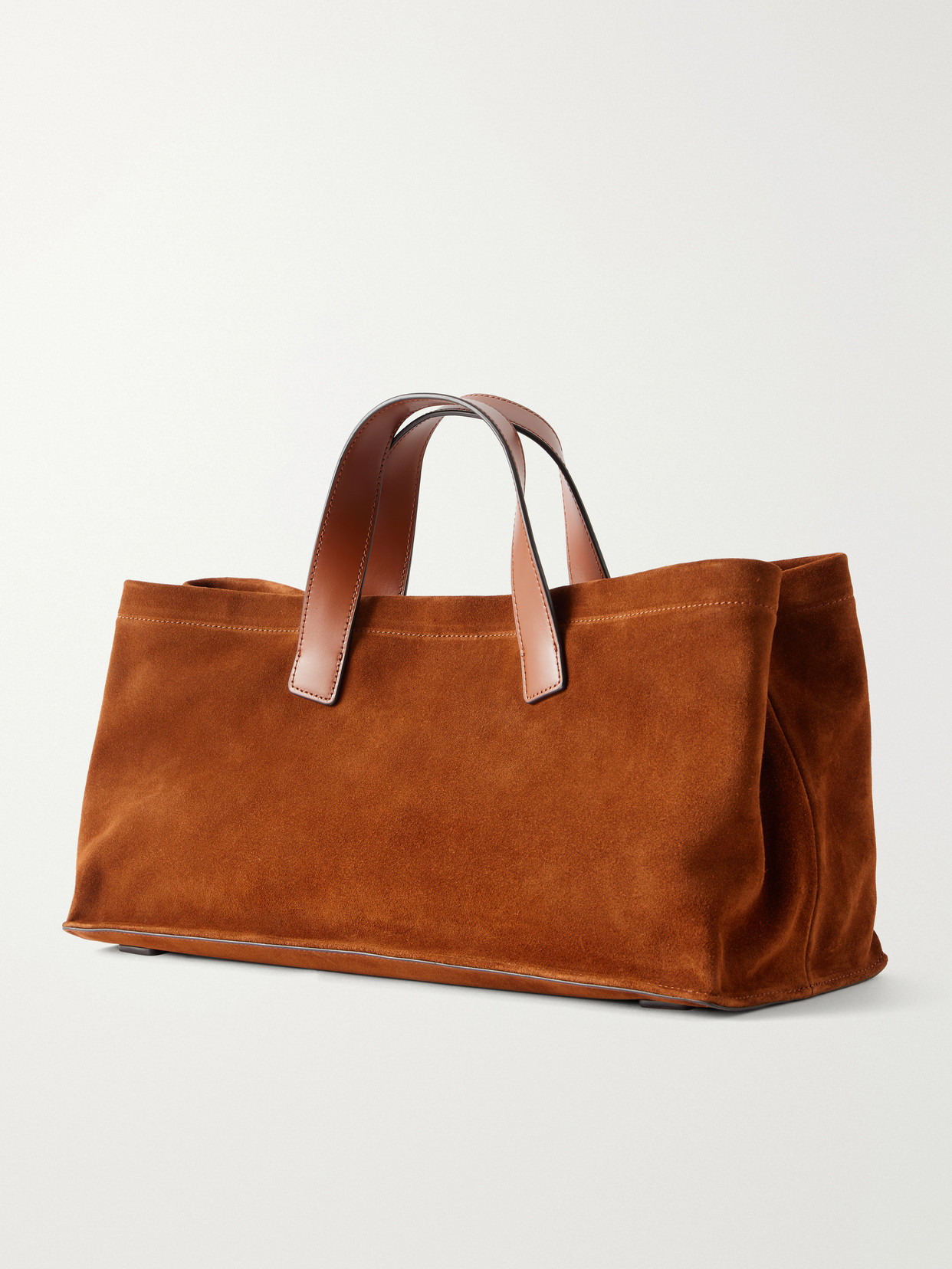 Port Leather-Trimmed Suede Tote