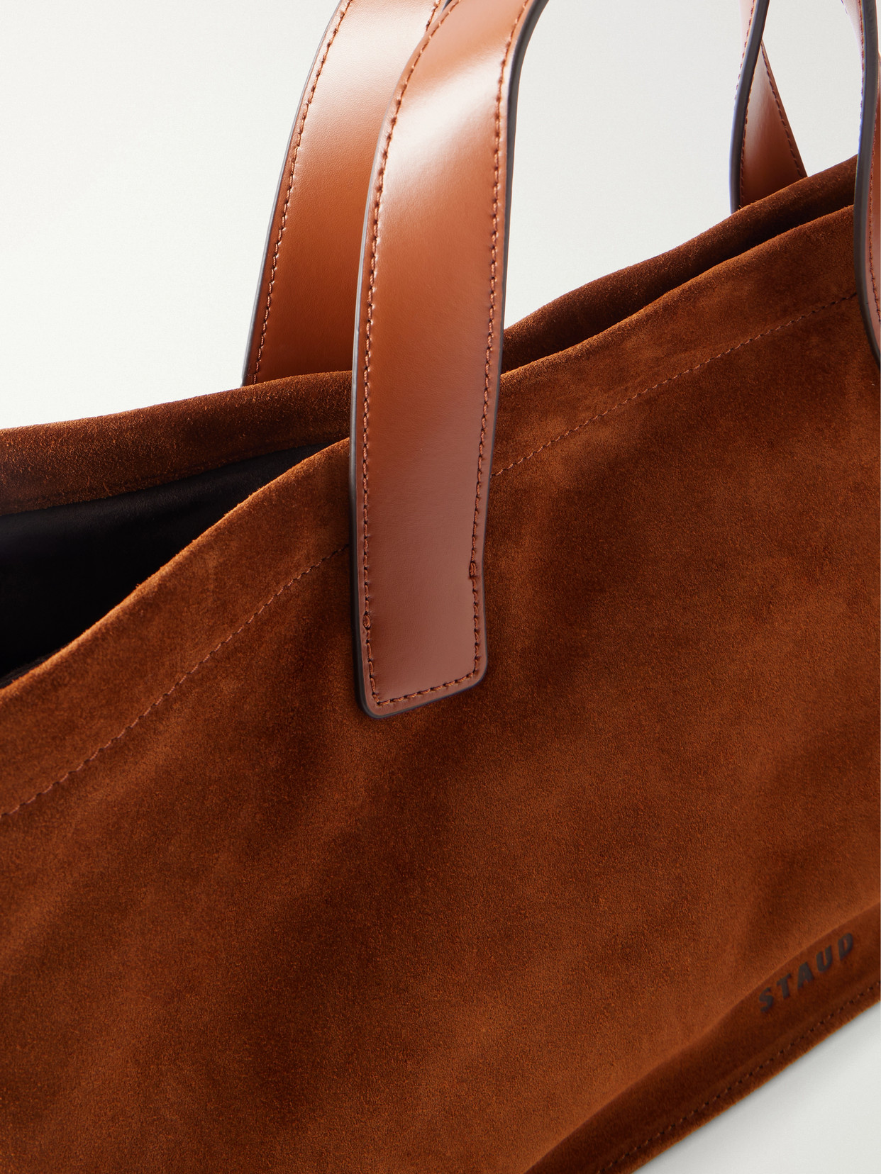 Port Leather-Trimmed Suede Tote