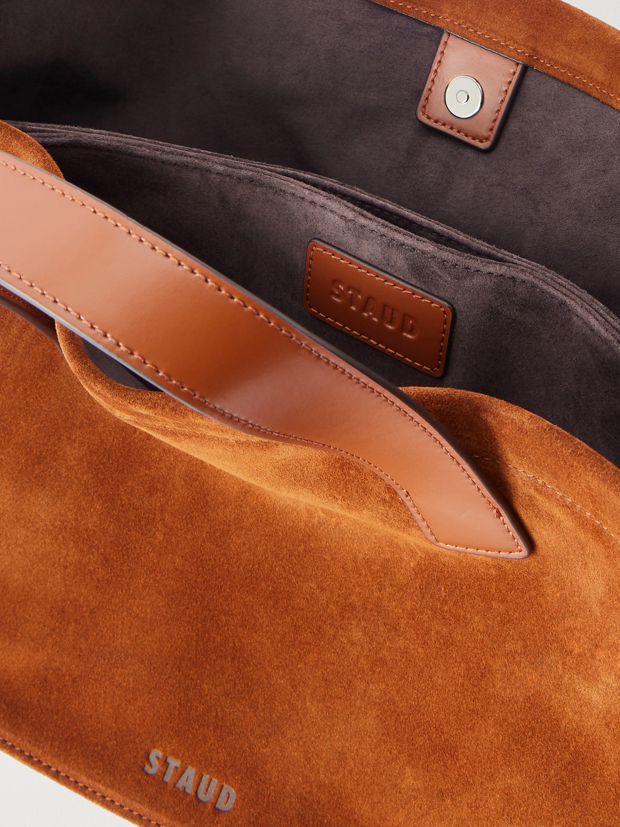 Port Leather-Trimmed Suede Tote