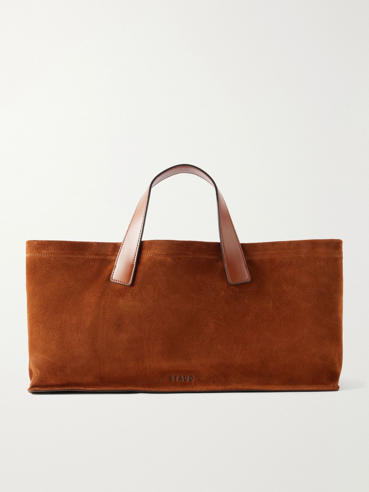 Port leather-trimmed suede tote