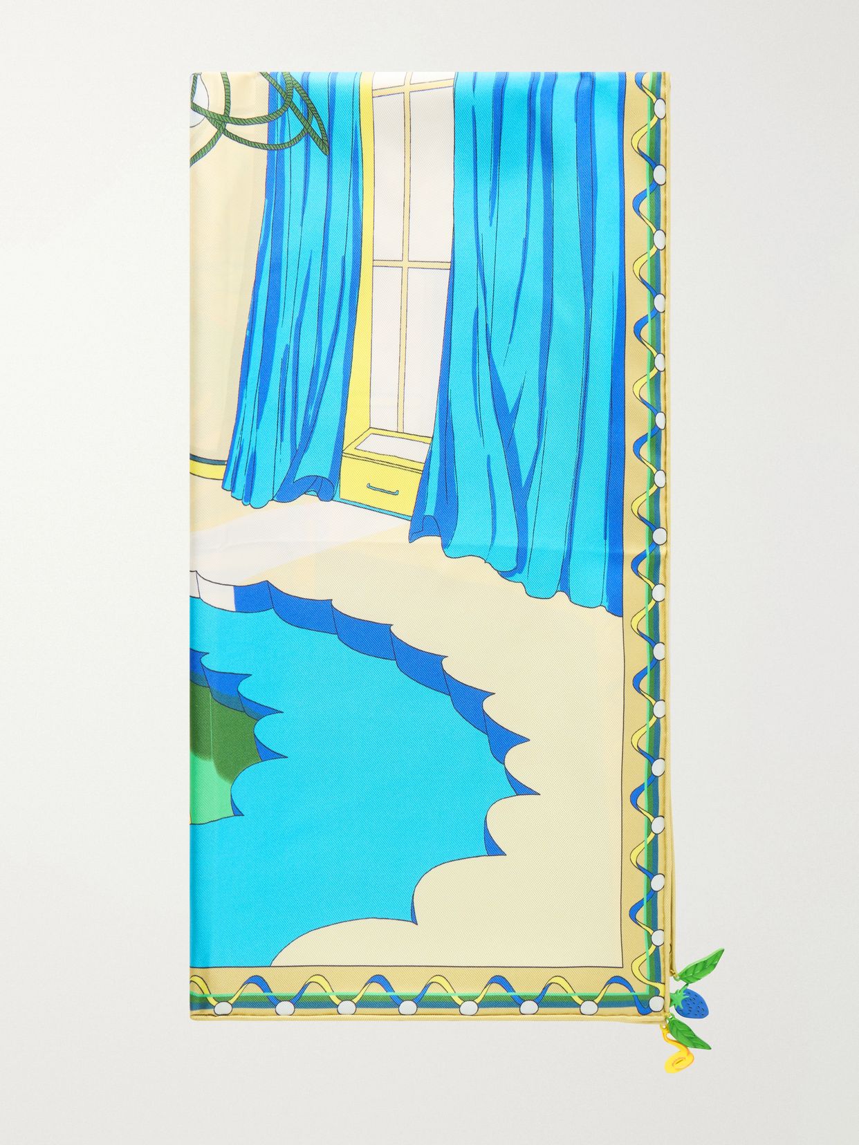 The Pool Embellished Printed Silk Twill Scarf