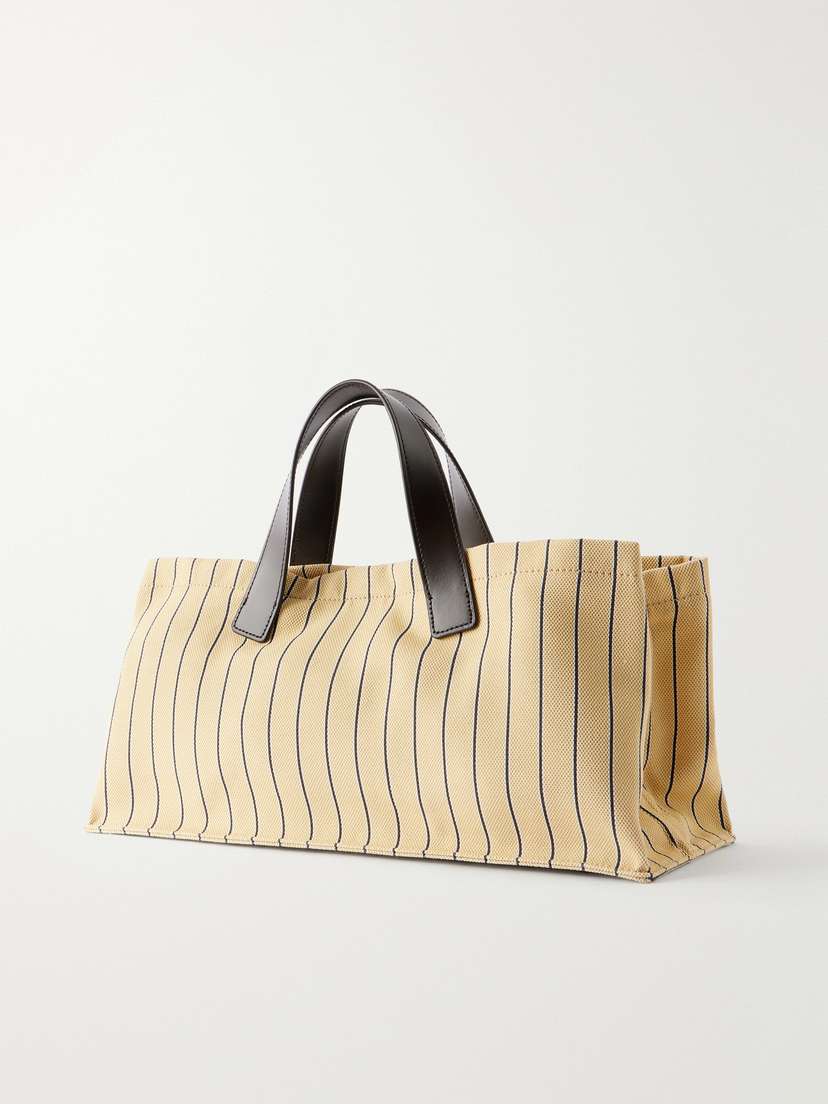 Staud Port Logo-embossed Leather-trimmed Striped Canvas Tote | Thumbnail 4