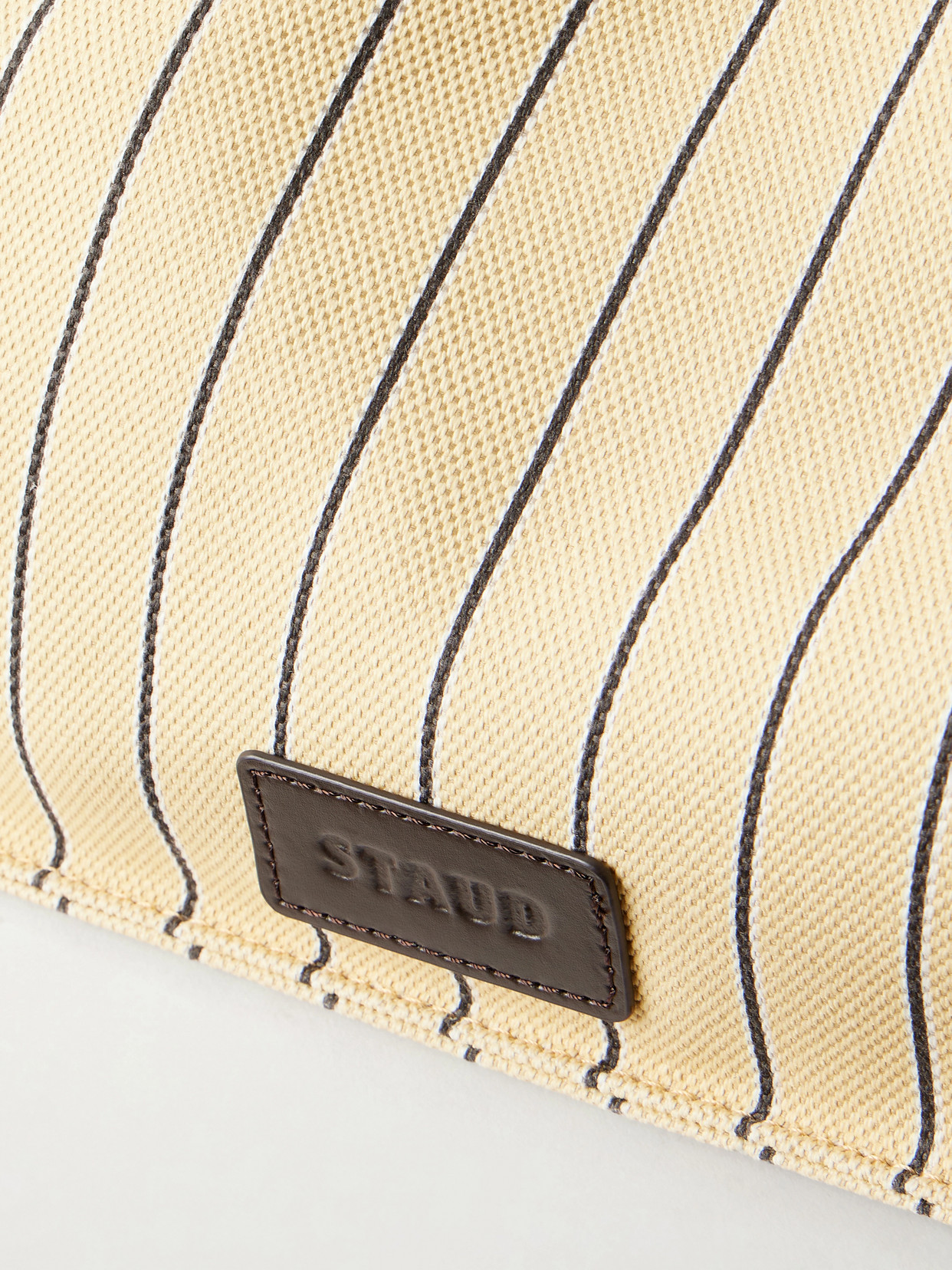 Port Logo-Embossed Leather-Trimmed Striped Canvas Tote