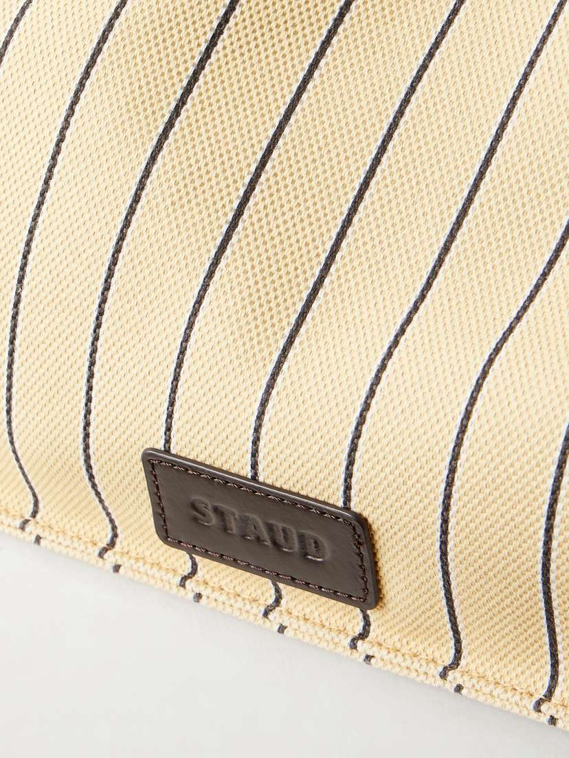 Staud Port Logo-embossed Leather-trimmed Striped Canvas Tote | Thumbnail 5
