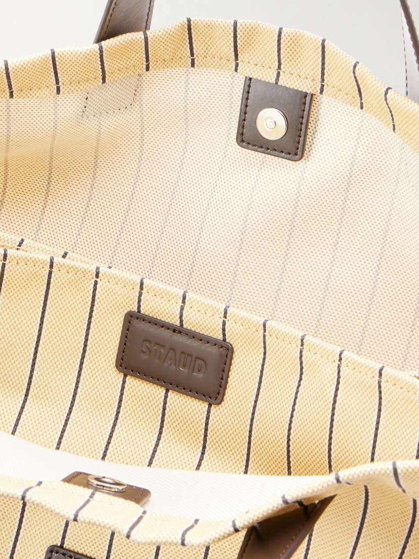 Staud Port Logo-embossed Leather-trimmed Striped Canvas Tote | Thumbnail 6