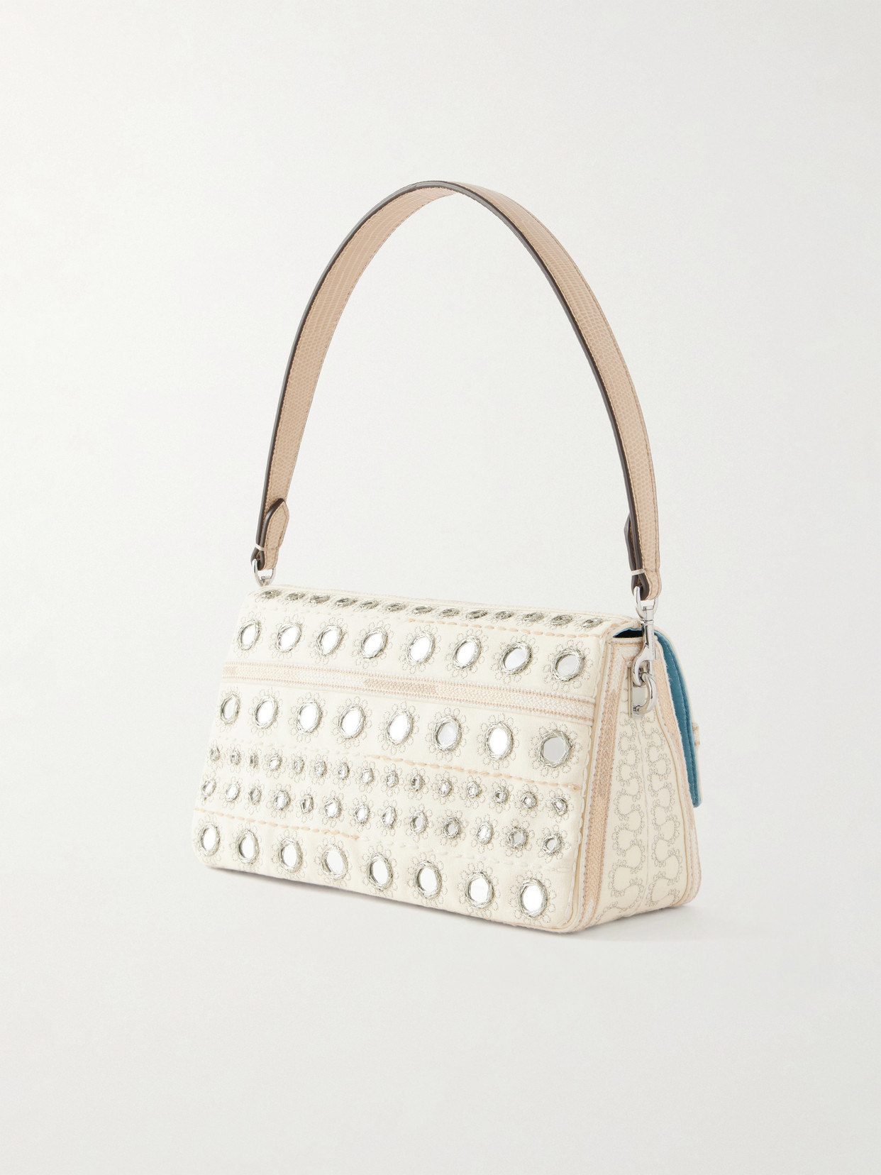 Charlie Embellished Embroidered Canvas Shoulder Bag