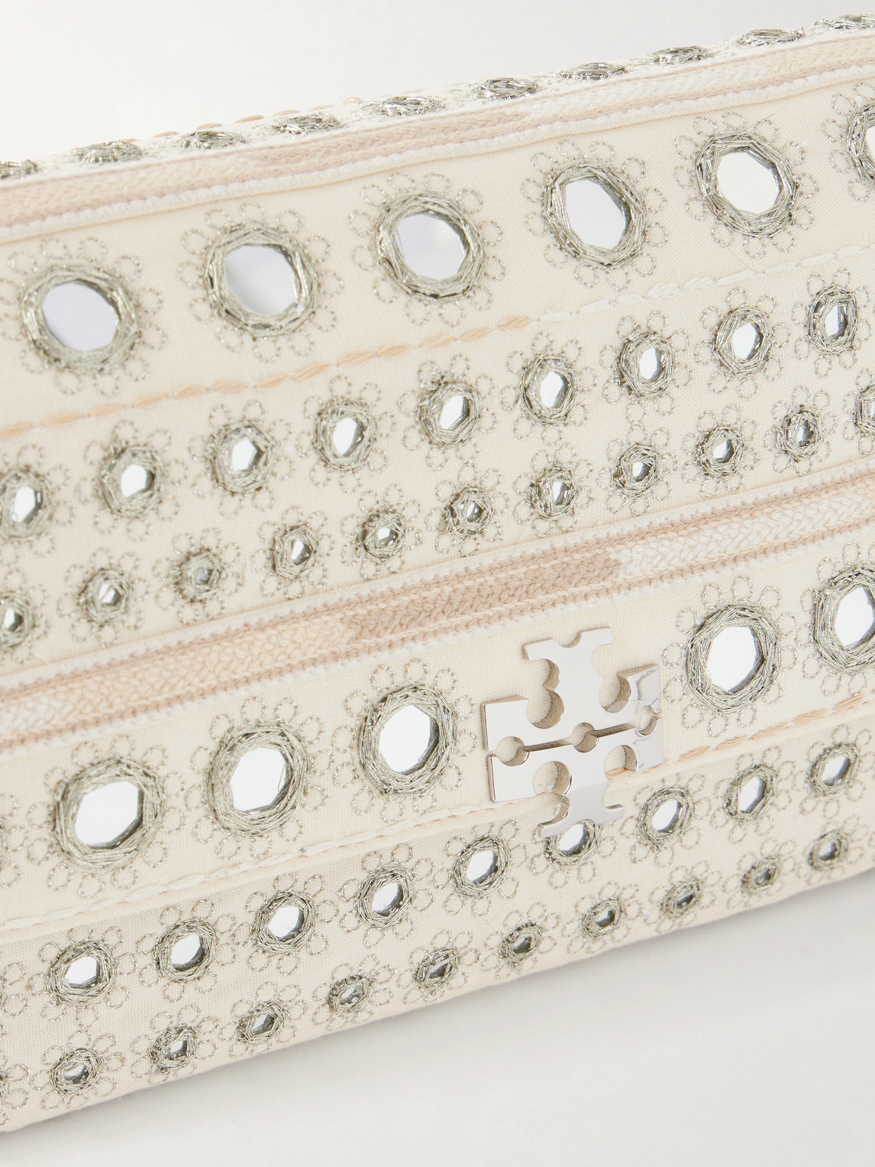Charlie Embellished Embroidered Canvas Shoulder Bag