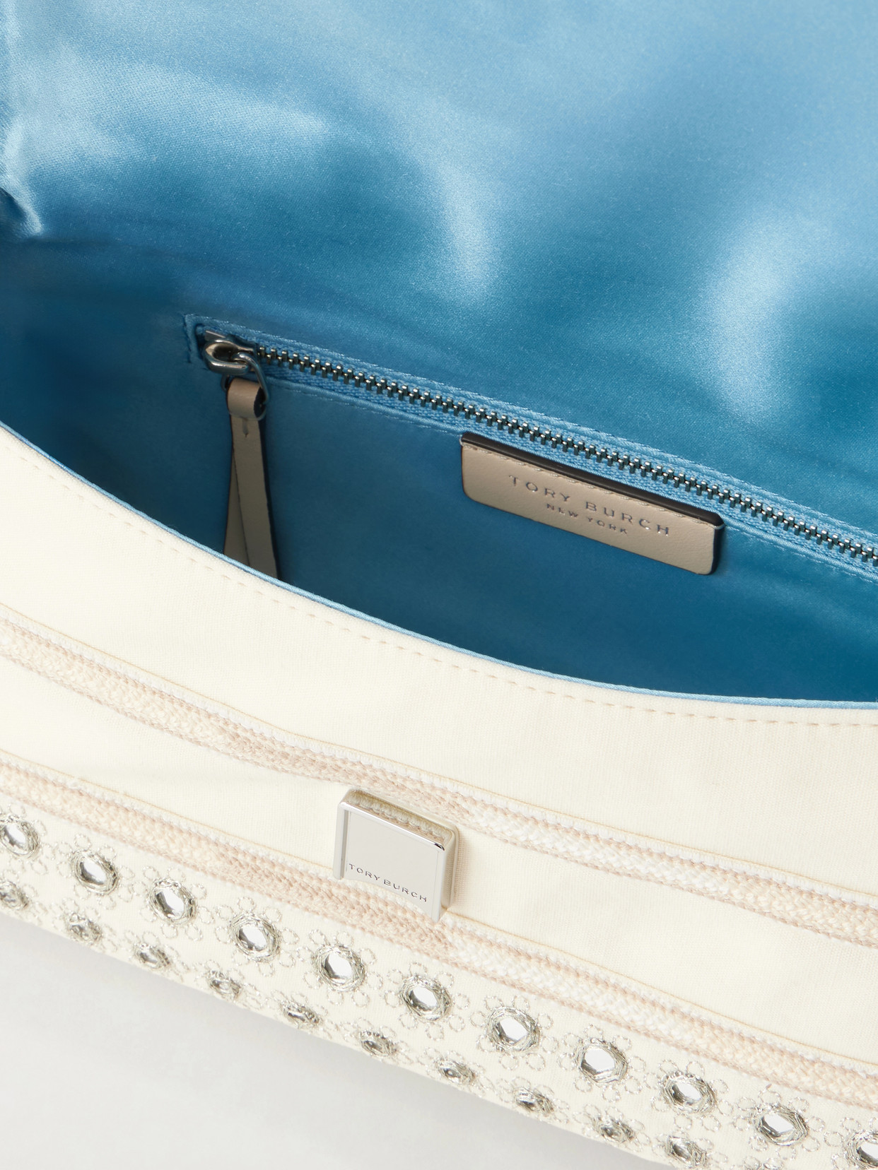 Charlie Embellished Embroidered Canvas Shoulder Bag