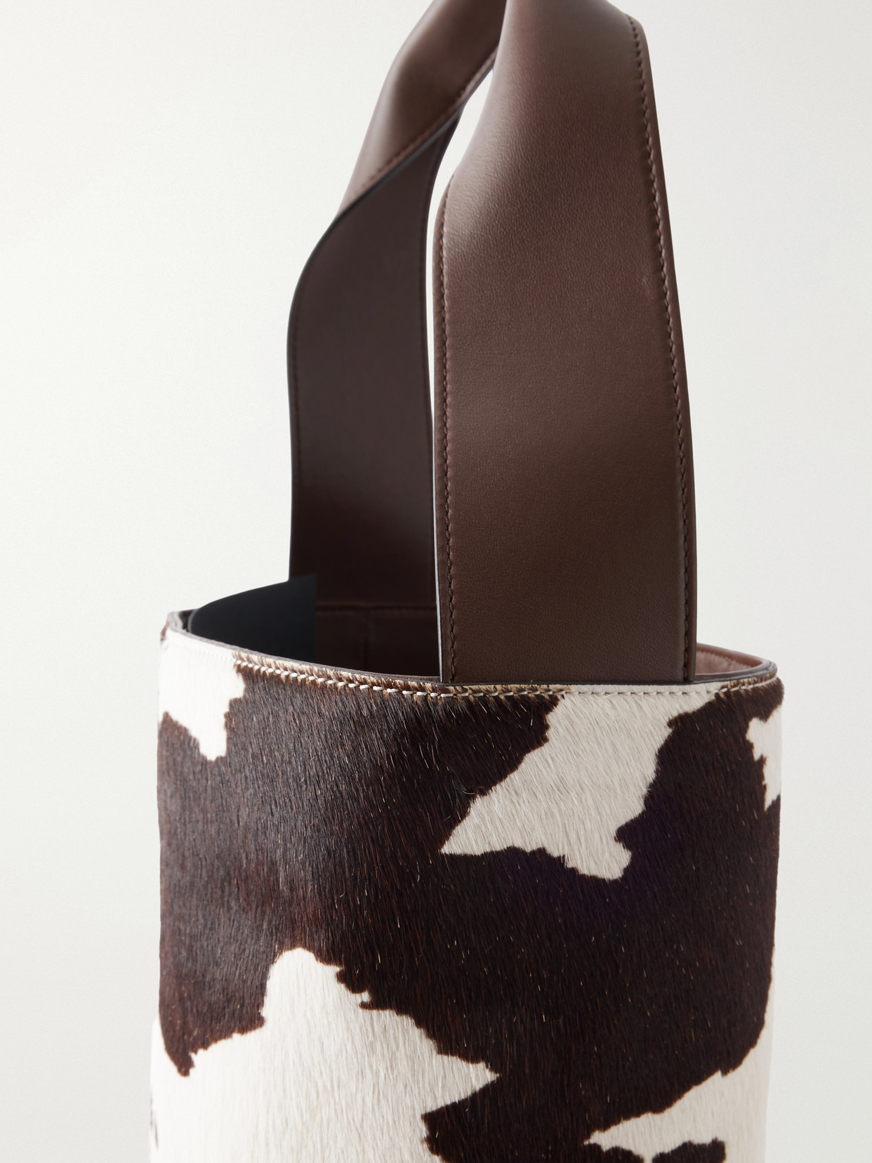 Pod Leather-Trimmed Cow-Print Calf-Hair Tote