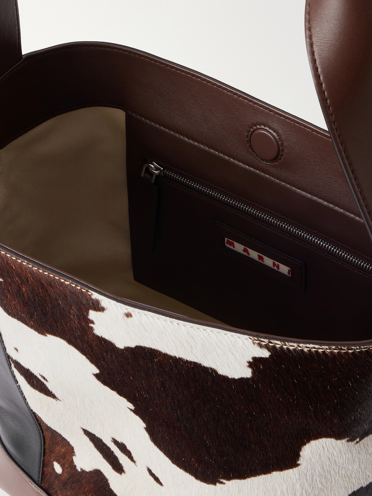 Pod Leather-Trimmed Cow-Print Calf-Hair Tote