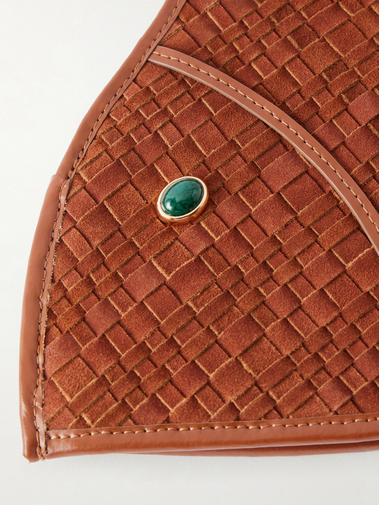 Cleo Logo-Debossed Leather-Trimmed Woven Suede Tote