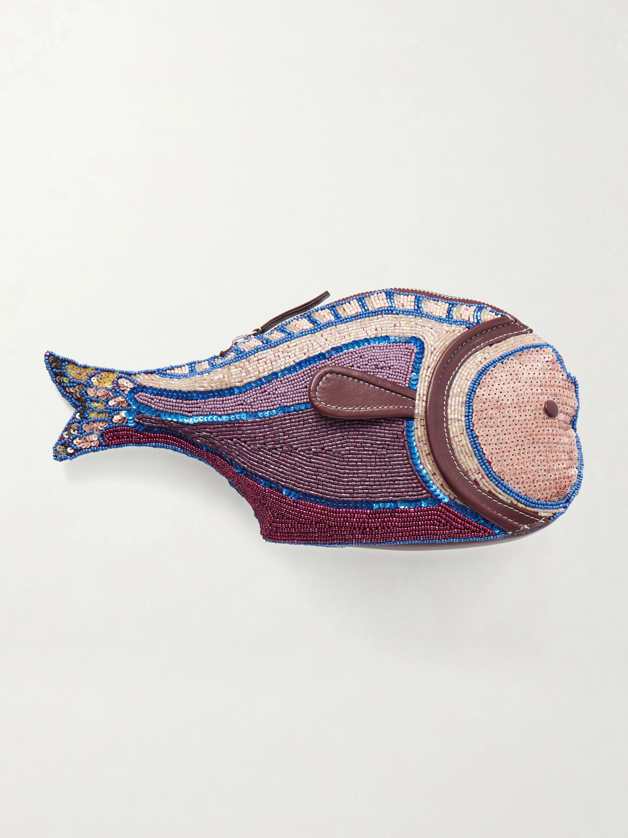 Staud Pesce Beaded Fish Clutch In Black