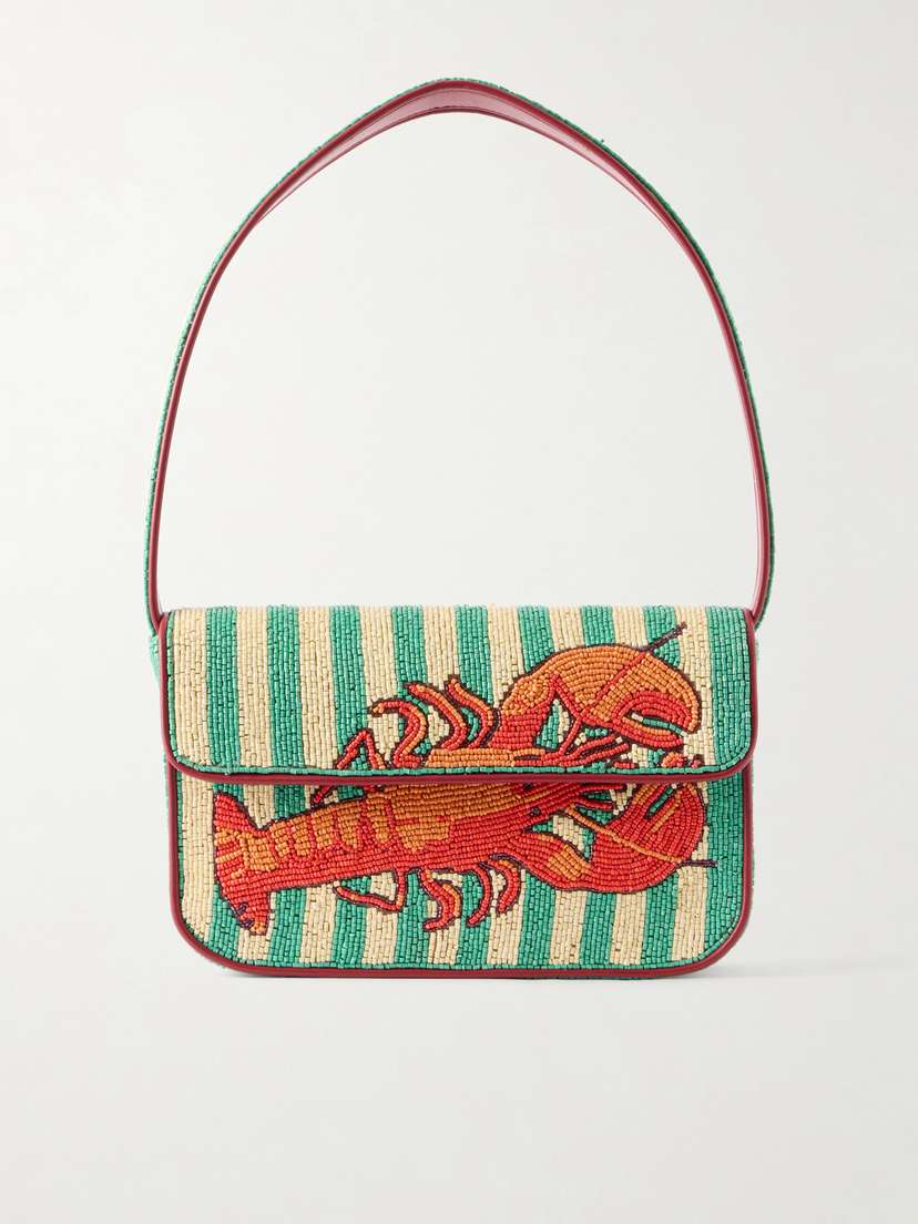 Staud Tommy Bead-embellished Leather-trimmed Satin Shoulder Bag | Thumbnail 7 Staud Tommy Bead-embellished Leather-trimmed Satin Shoulder Bag | Thumbnail 7