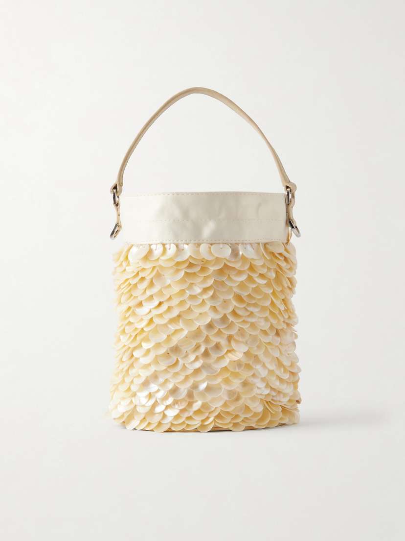 Staud Lila Mini Leather-trimmed Paillette-embellished Twill Bucket Bag | Thumbnail 7