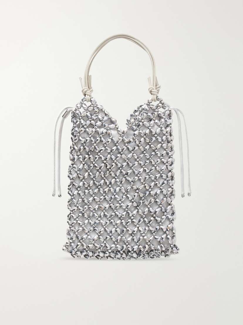 Staud Kelly Leather-trimmed Embellished Satin Shoulder Bag | Thumbnail 7 Staud Kelly Leather-trimmed Embellished Satin Shoulder Bag | Thumbnail 7