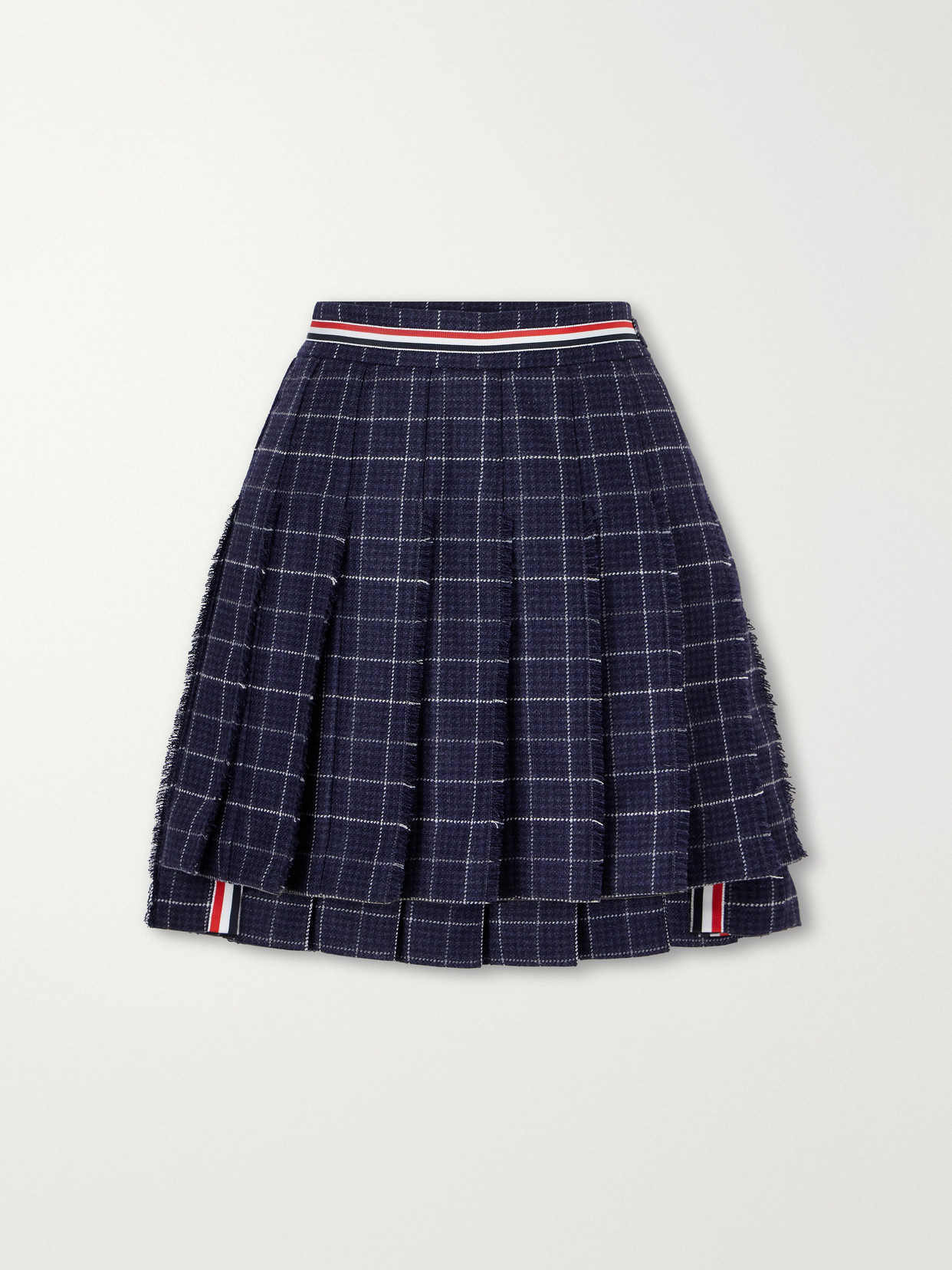 Checked Frayed Pleated Mini