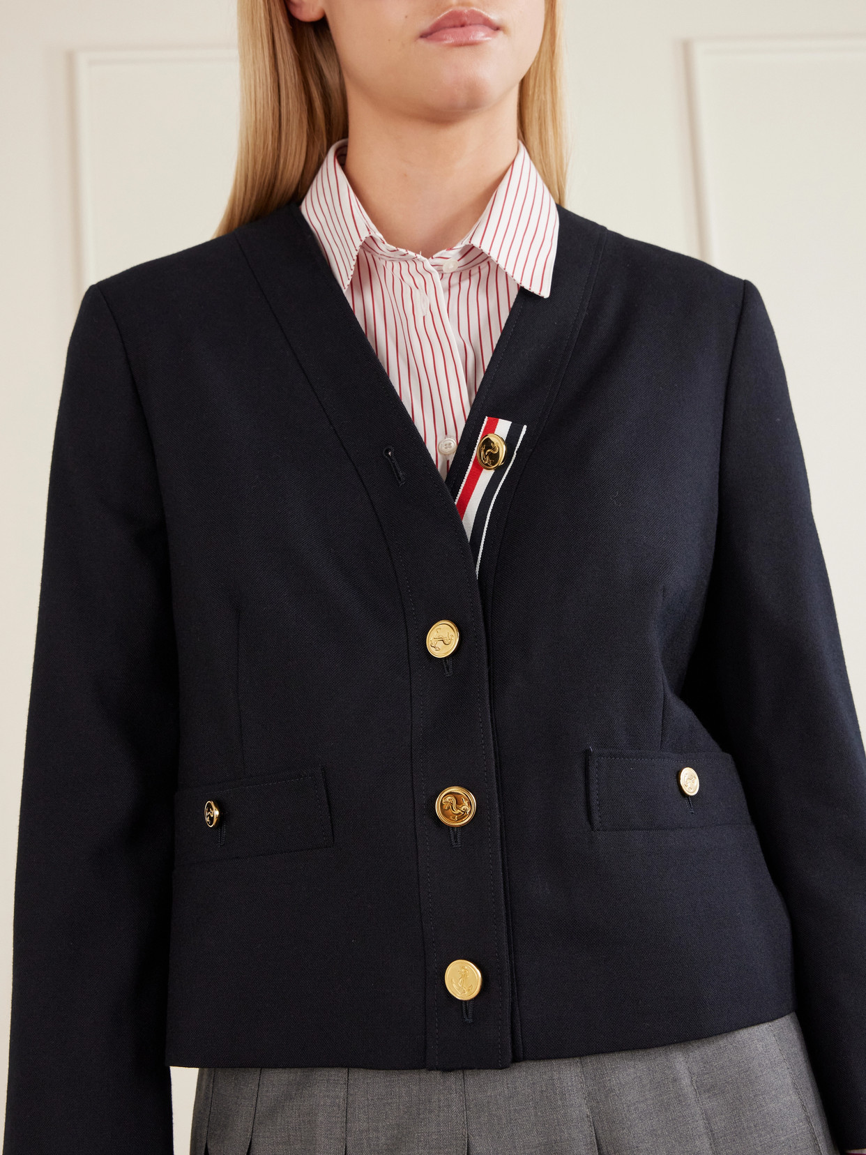 Cropped Virgin Wool-Hopsack Jacket