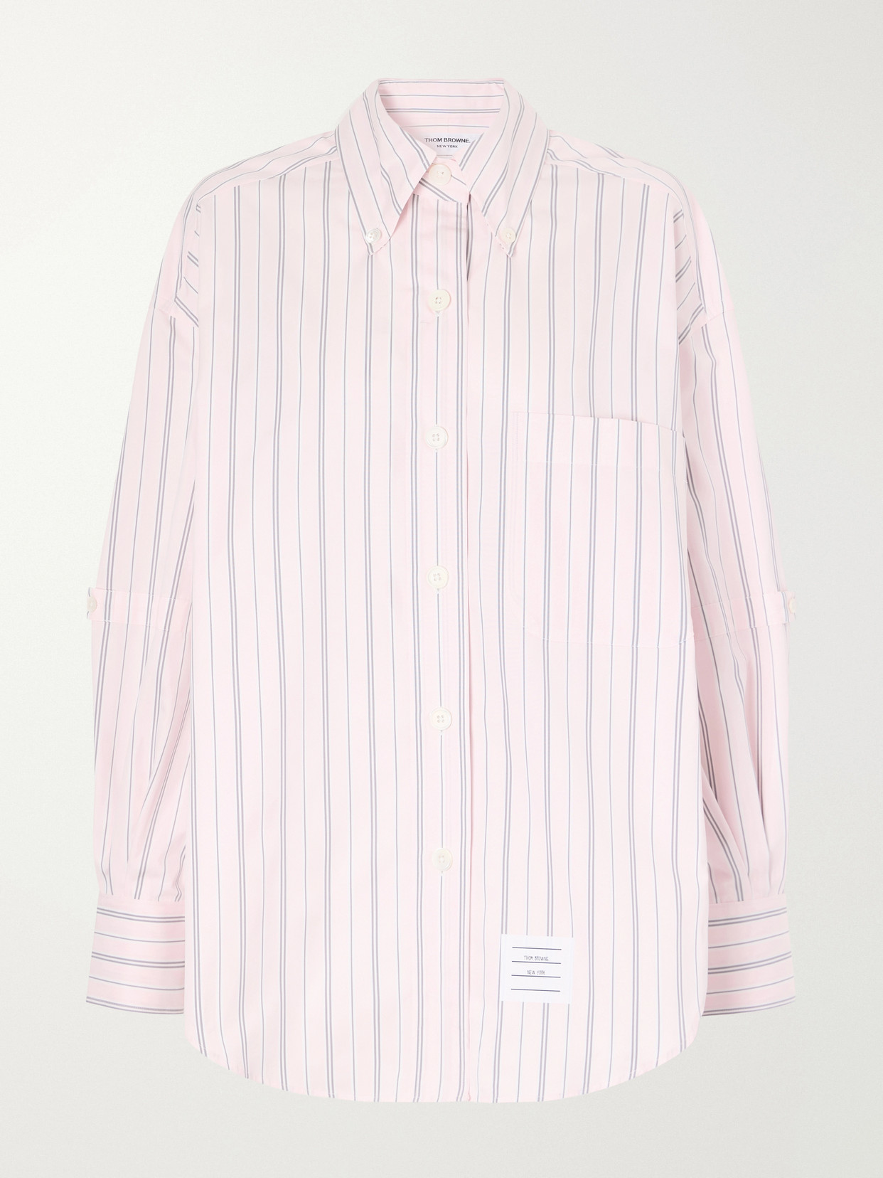 Thom Browne Striped Cotton-poplin Shirt In Pink
