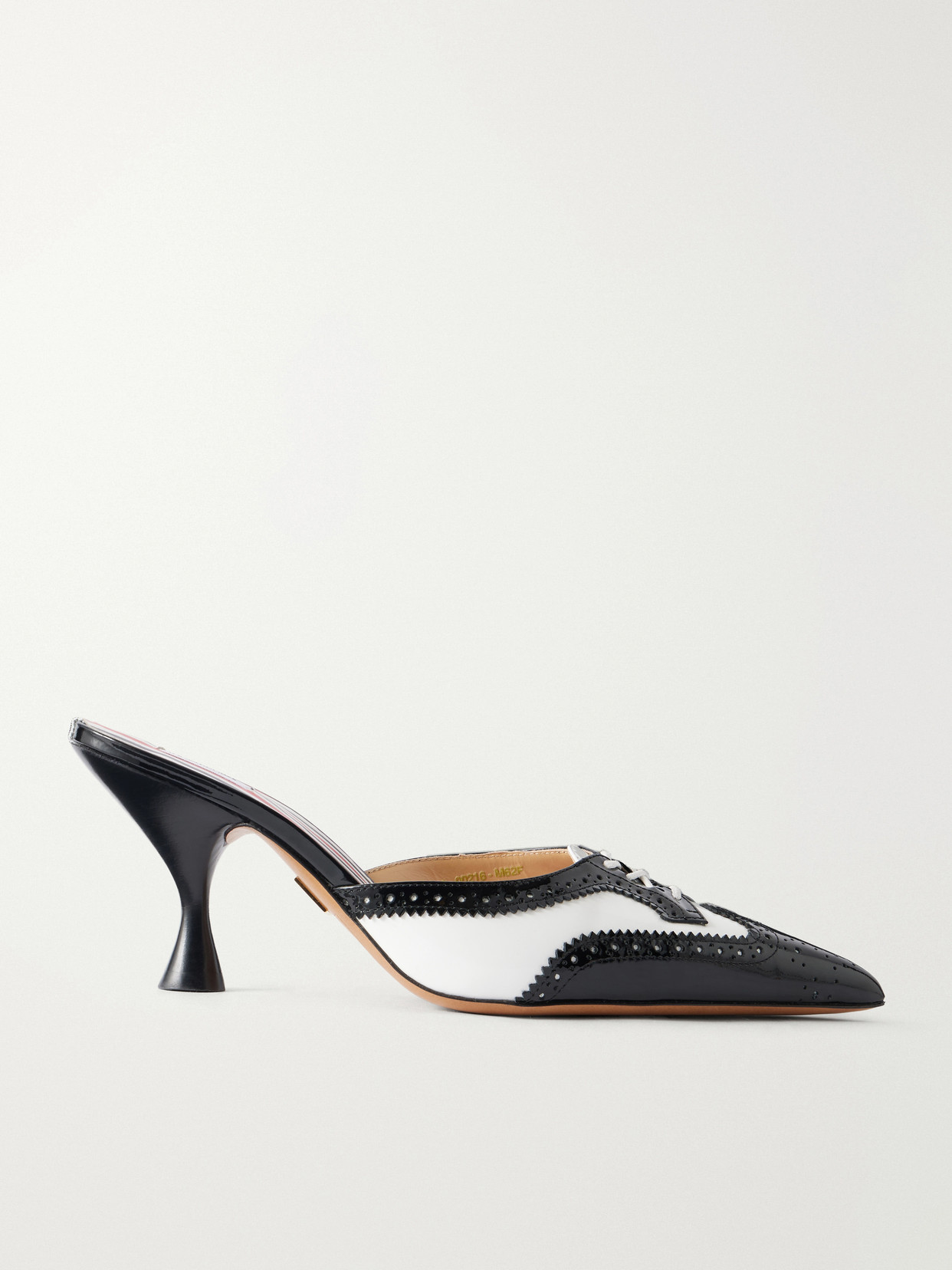 Thom Browne - 75 Two-tone Lace-up Patent-leather Pumps - Black