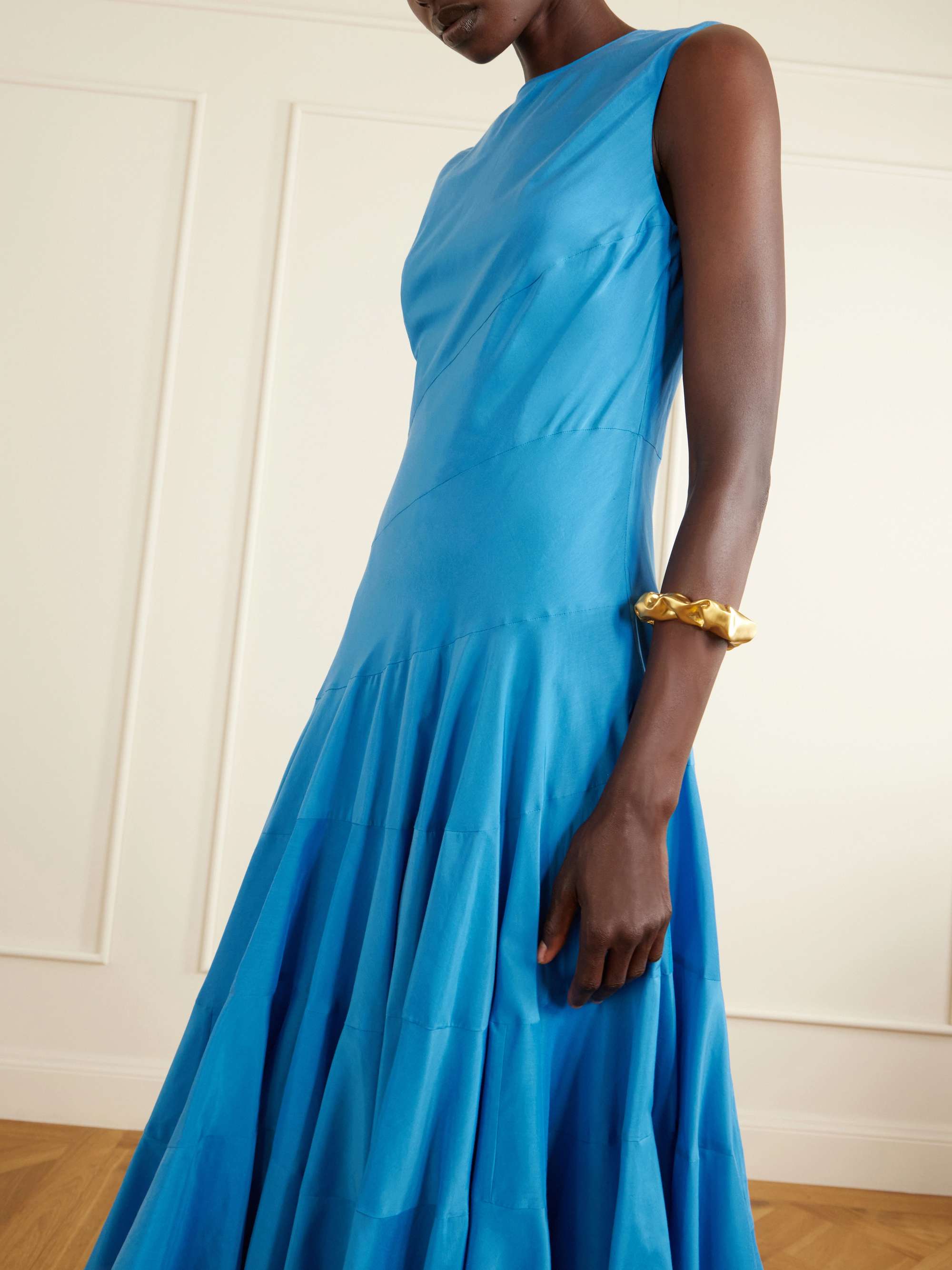 Flared cotton and silk-blend voile midi dress - blue - US0 Flared cotton and silk-blend voile midi dress - blue - US0