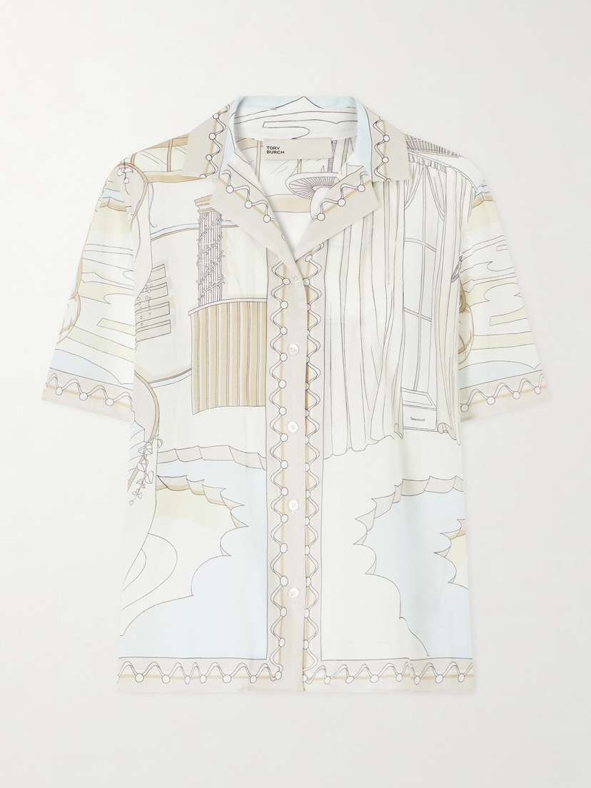 Tory Burch Printed Cotton-voile Shirt