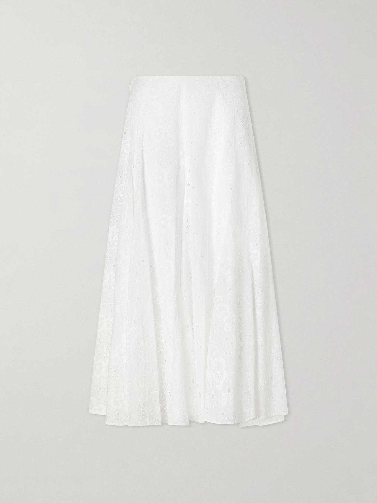 Pleated Broderie Anglaise Cotton Midi