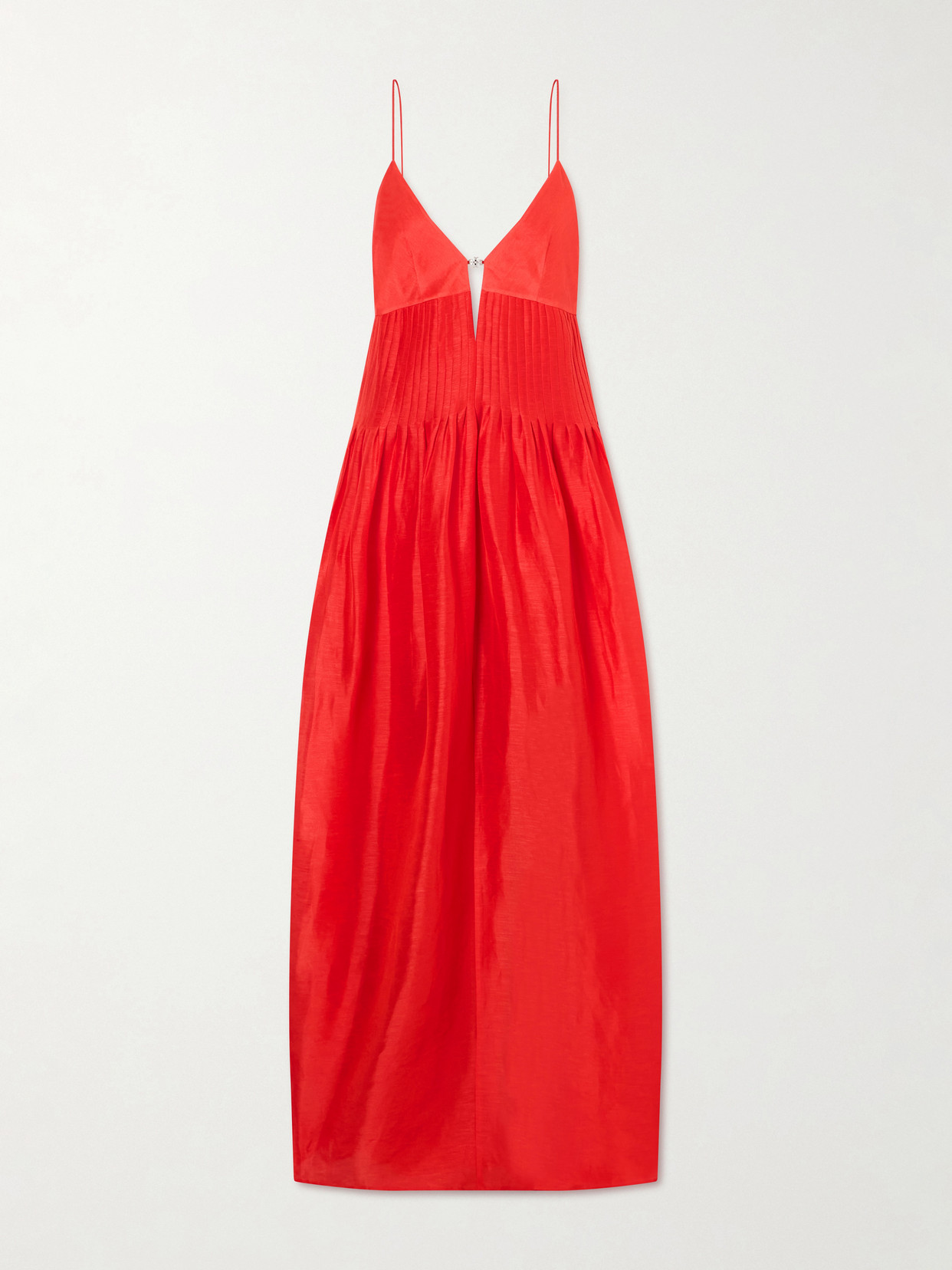 Tory Burch - Embellished Pleated Linen And Silk-blend Maxi Dress - Red