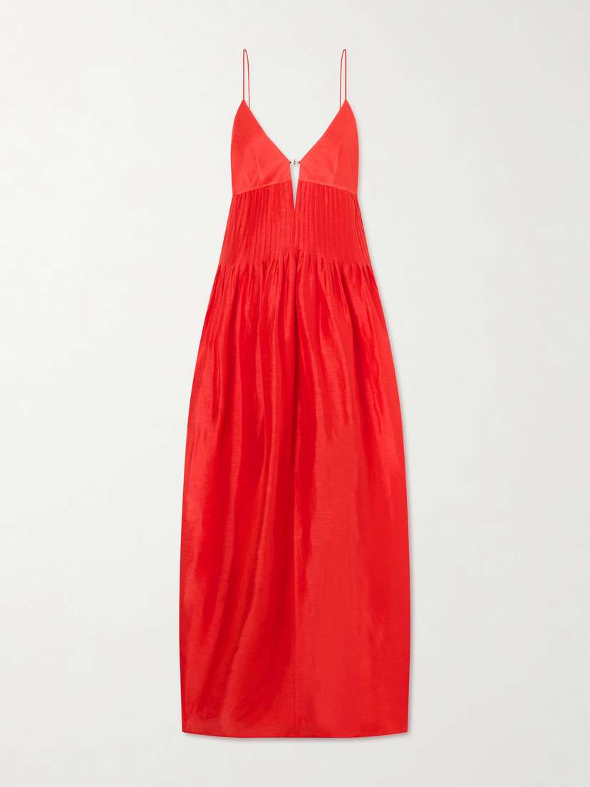 Tory Burch Embellished Pleated Linen And Silk-blend Maxi Dress | Thumbnail 5 Tory Burch Embellished Pleated Linen And Silk-blend Maxi Dress | Thumbnail 5