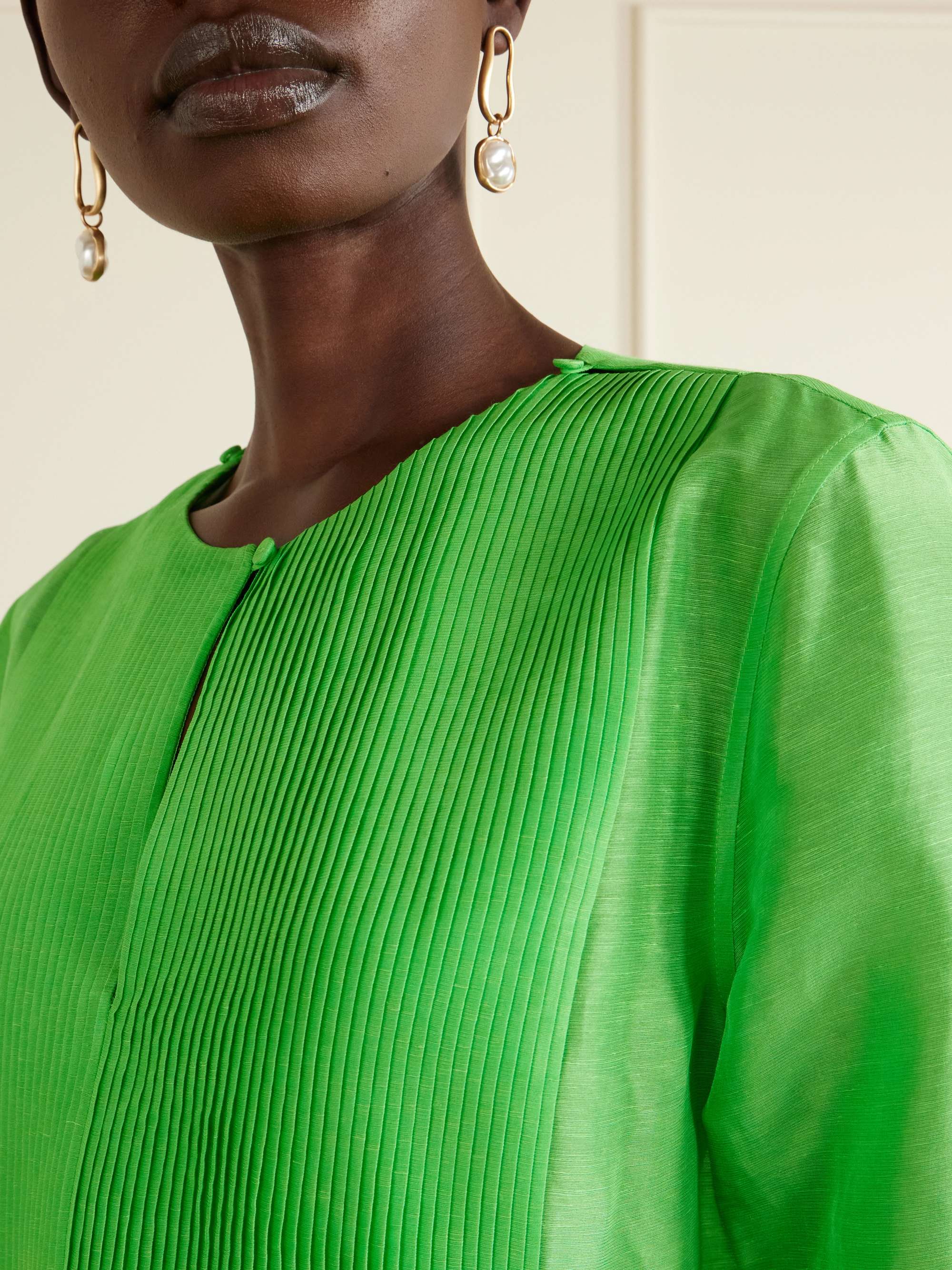 Tory Burch Women's Long Linen Caftan in Bright Green, size XS