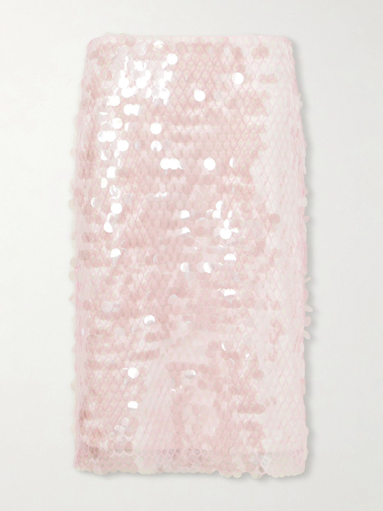 Tory Burch - Sequin-embellished Mesh-jersey Midi Skirt - Neutrals