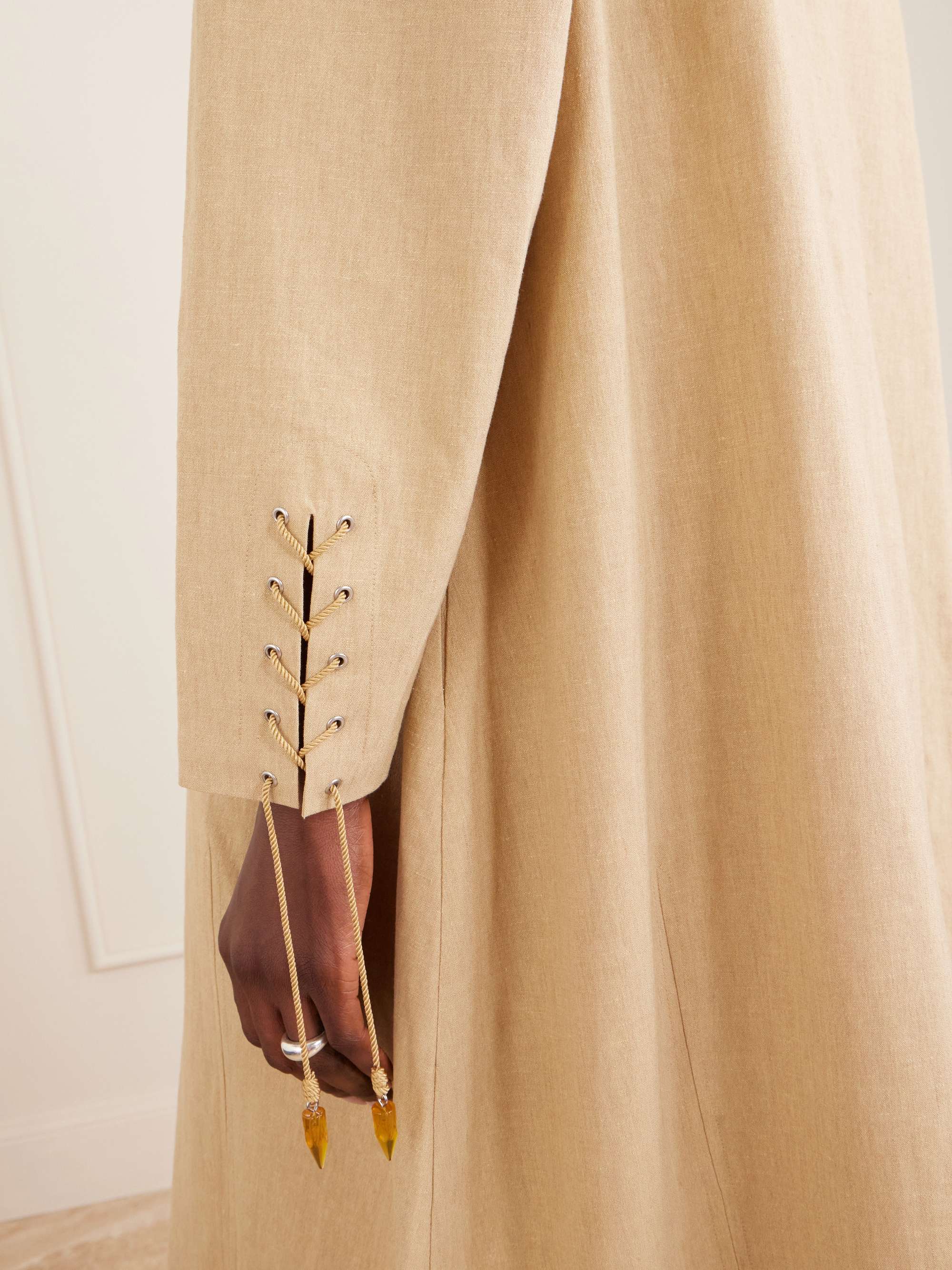 TORY BURCH Lace-up linen-blend kaftan | NET-A-PORTER