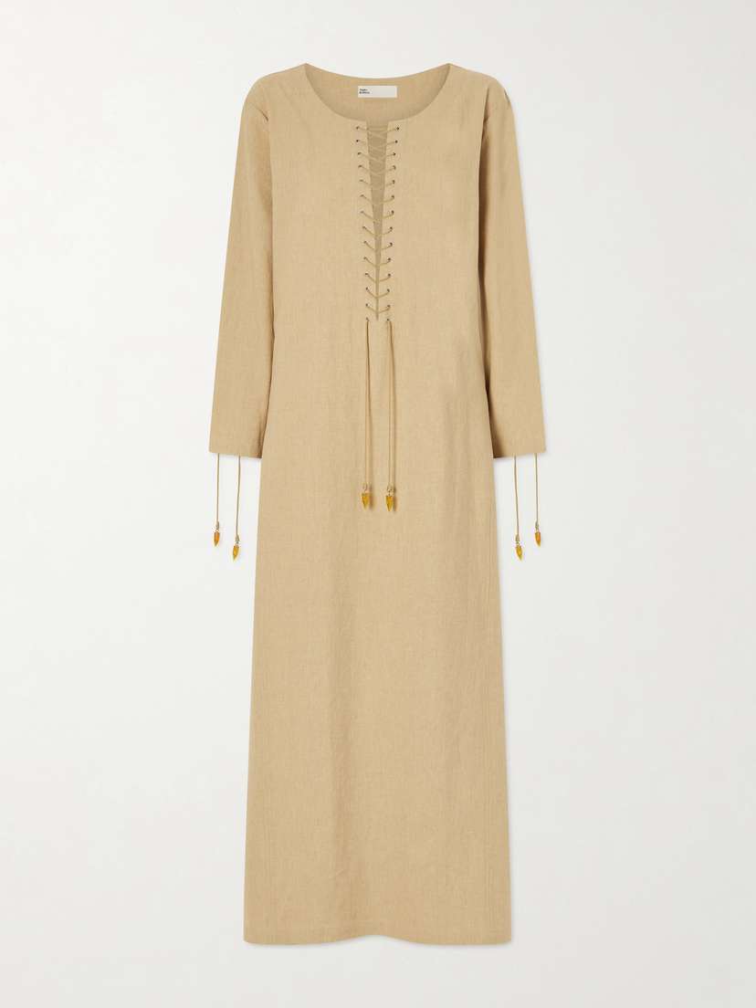Tory Burch Lace-up Linen-blend Kaftan | Thumbnail 6 Tory Burch Lace-up Linen-blend Kaftan | Thumbnail 6