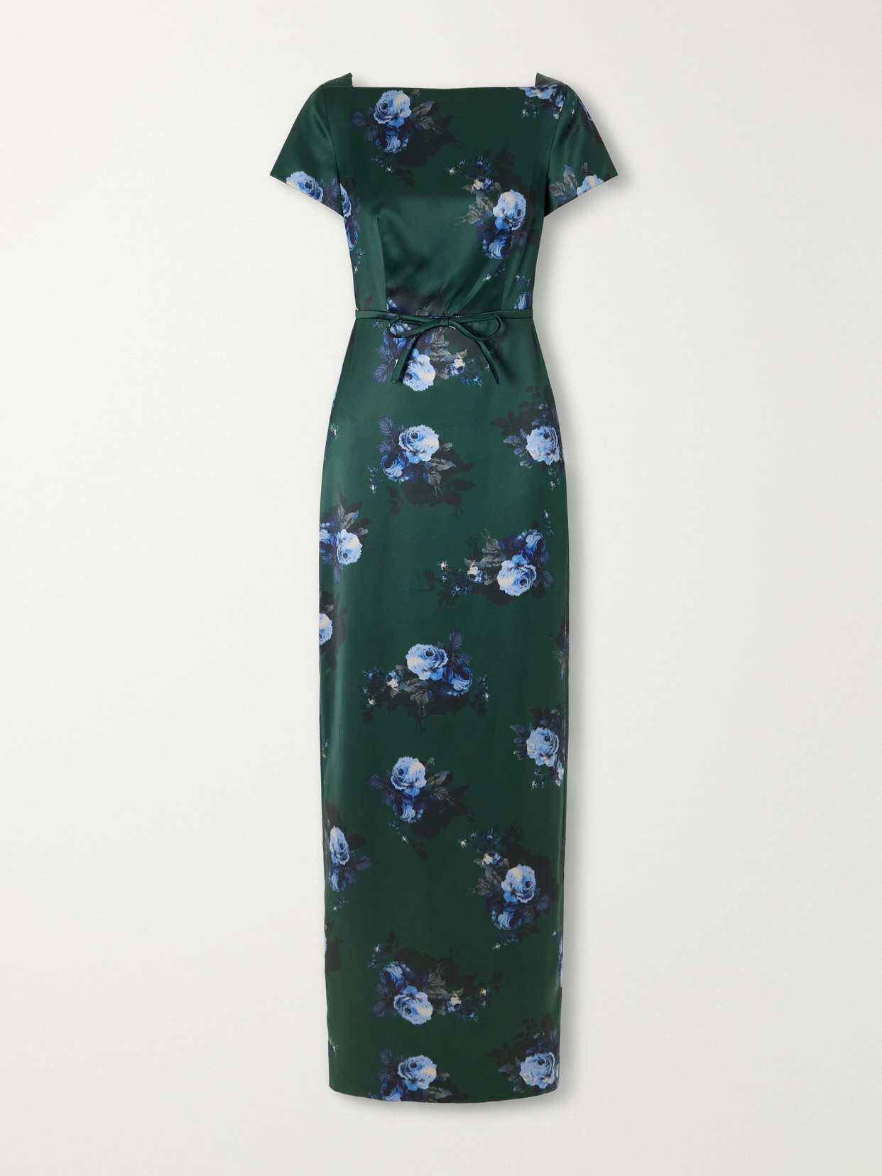 Erdem Duchess Bow-detailed Floral-printed Satin Gown In Green